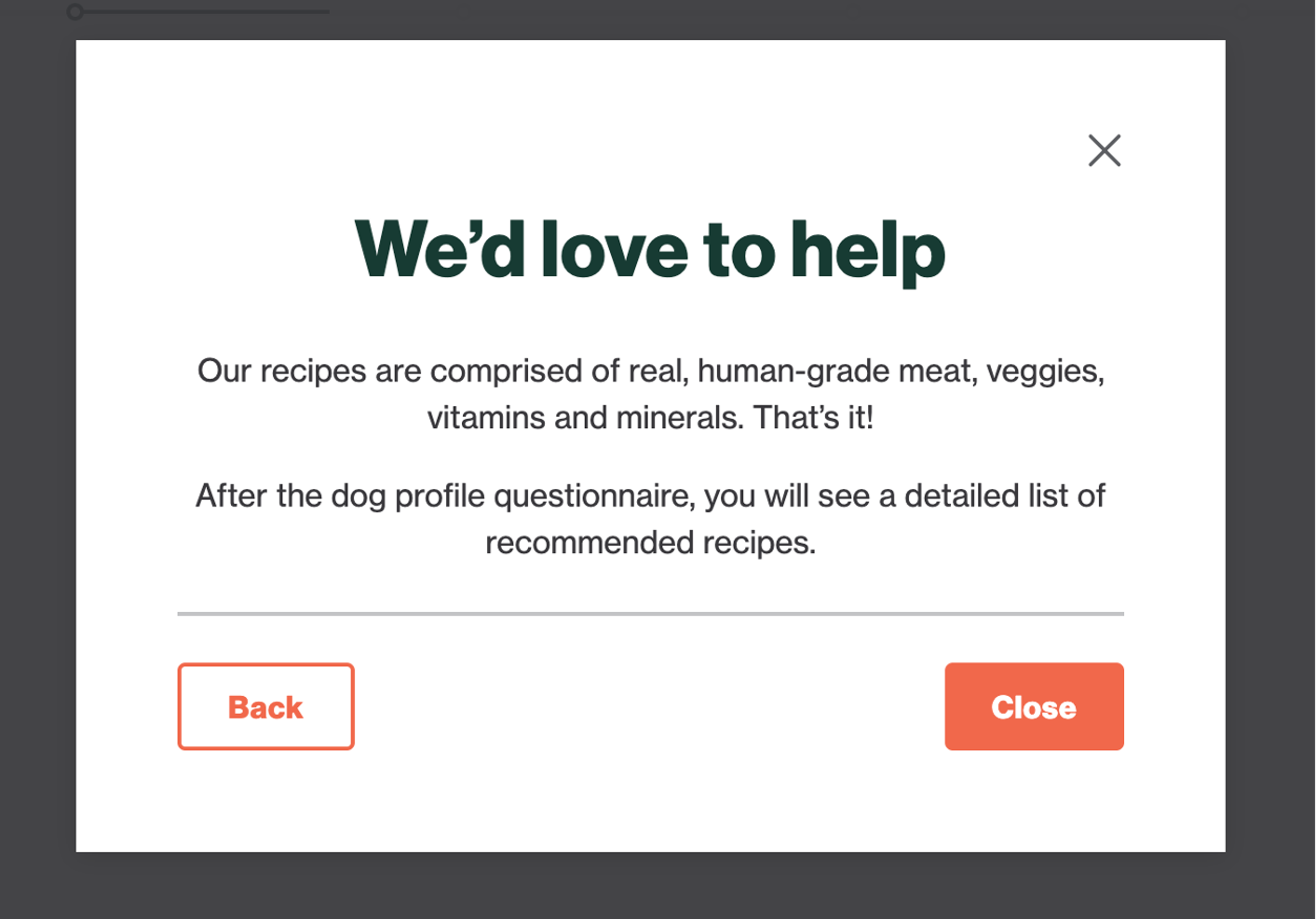 The Farmer’s Dog exit-intent popup second page