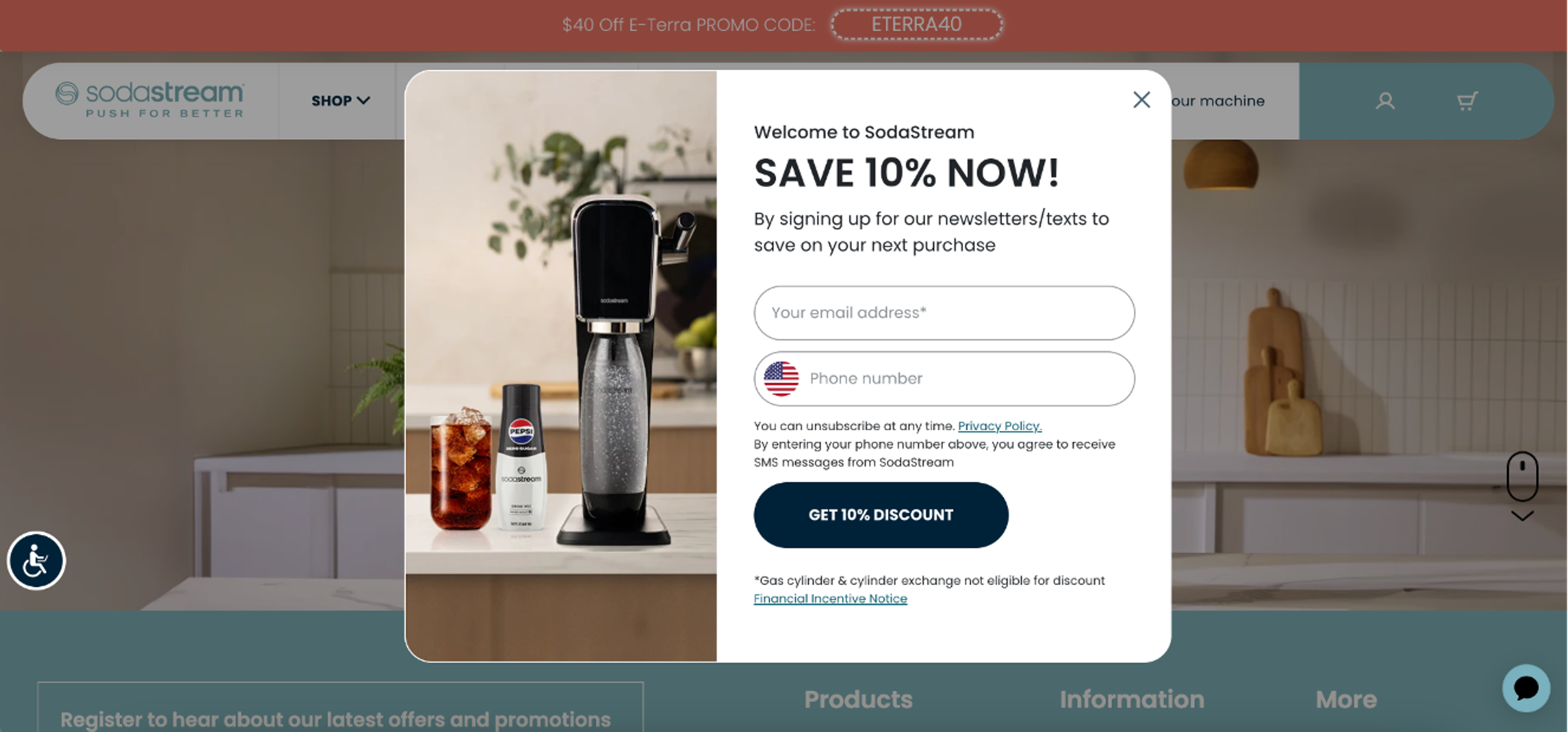SodaStream welcome popup