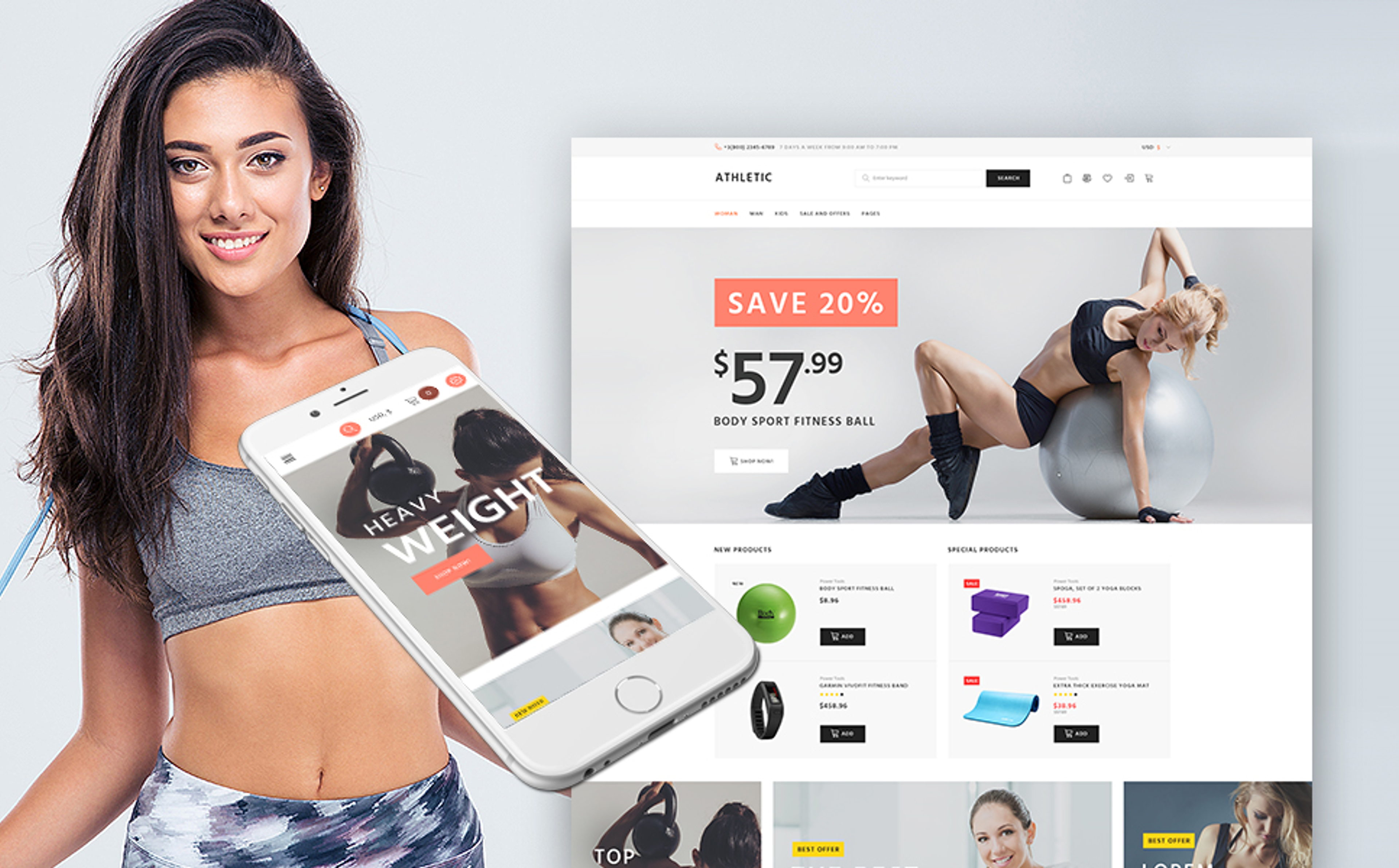 E-commerce design template with illustrations