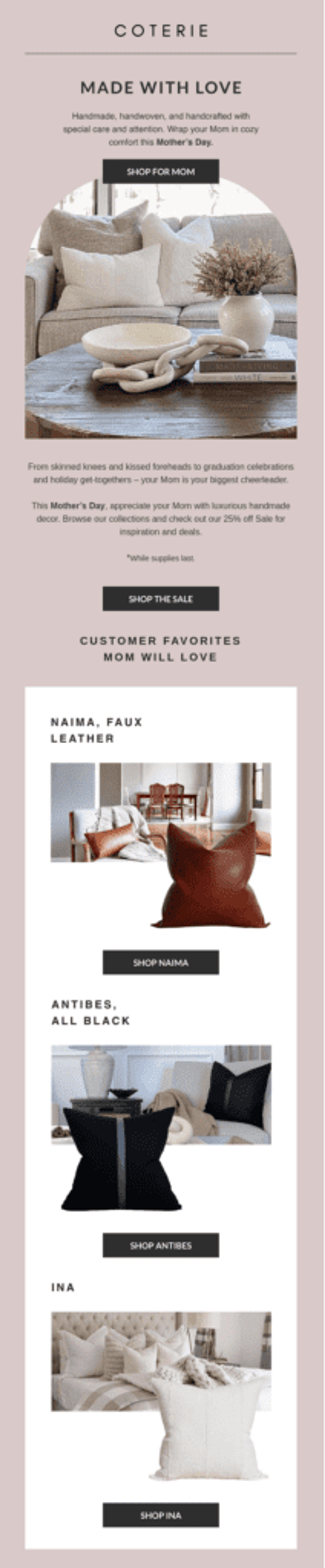 Coterie's email marketing ideas