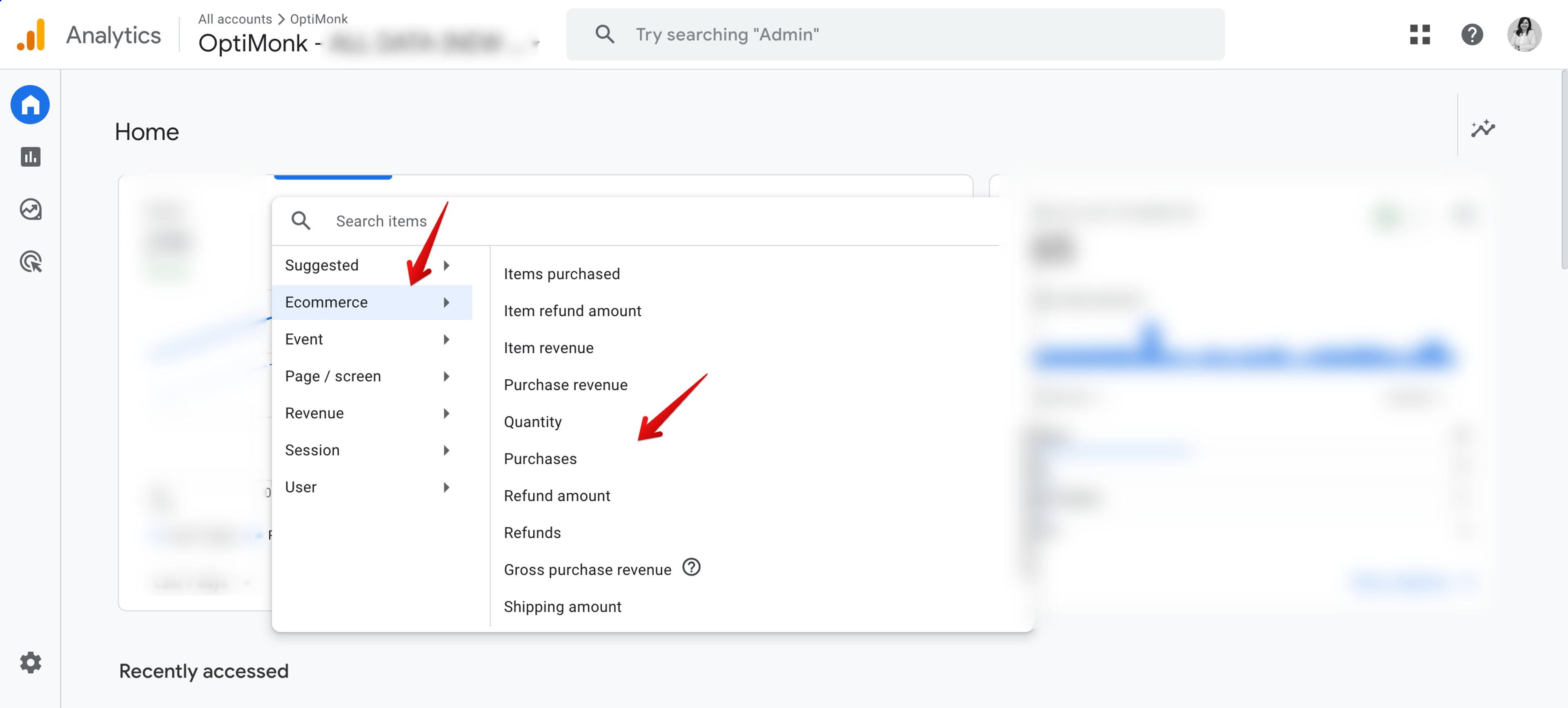Ecommerce conversion rate statistics in Google Analytics