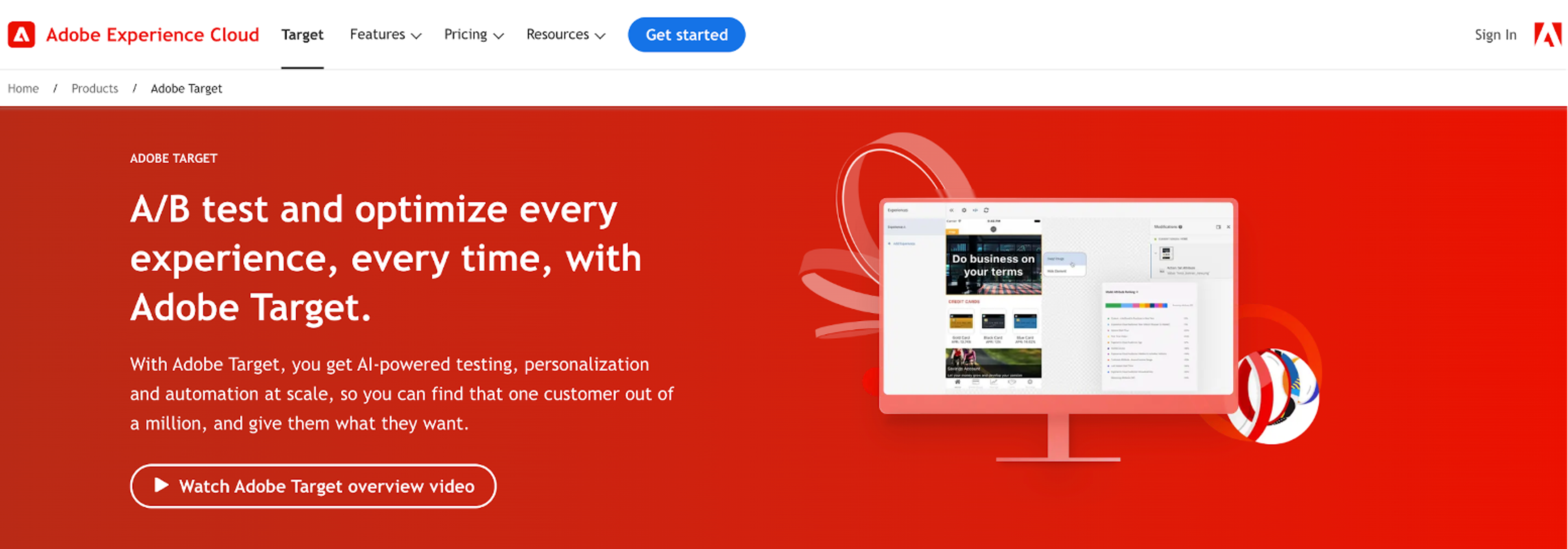 Collect data and create personalized experiences with Adobe Target.