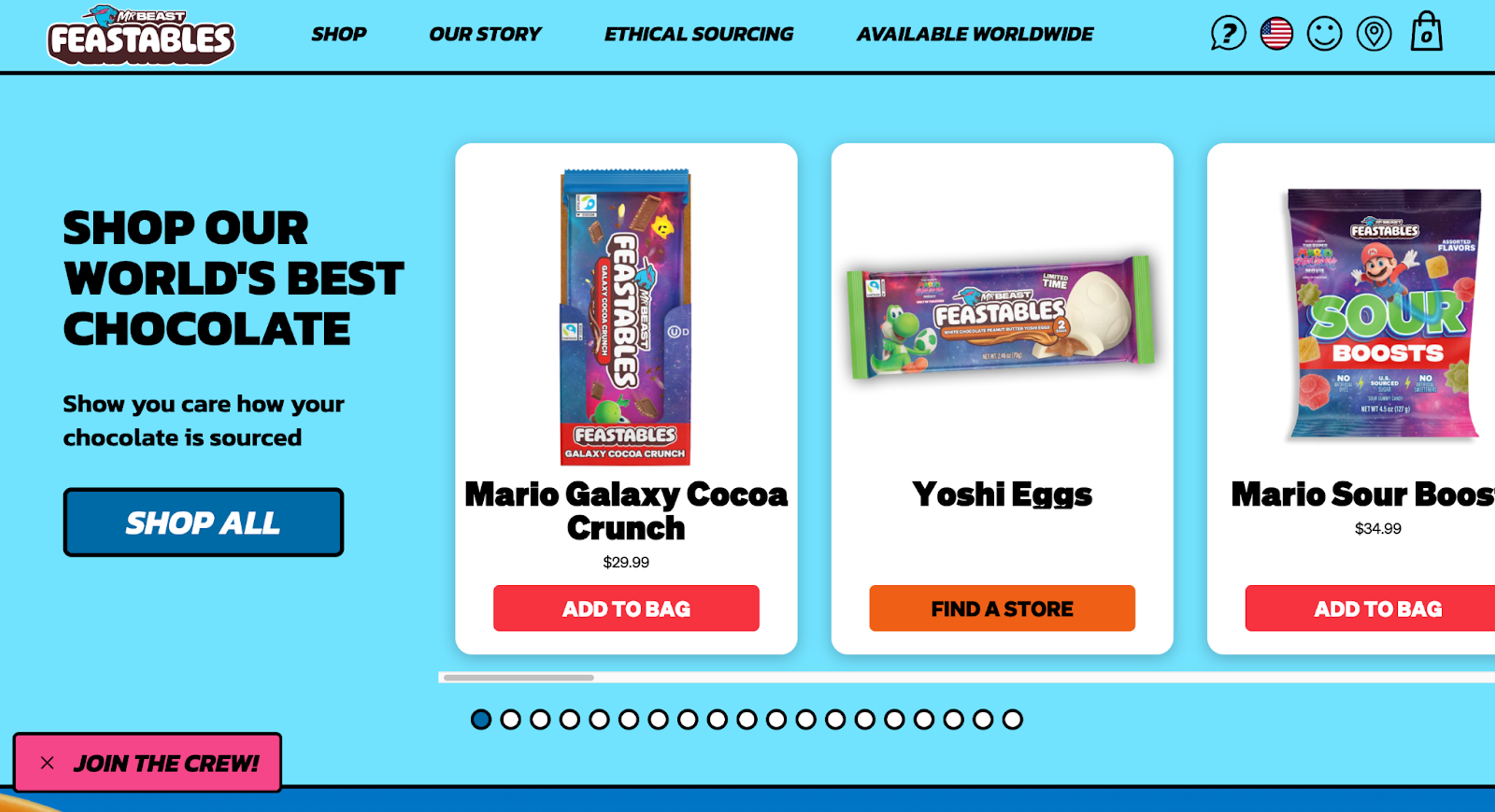  “Shop Our World’s Best Chocolate” section