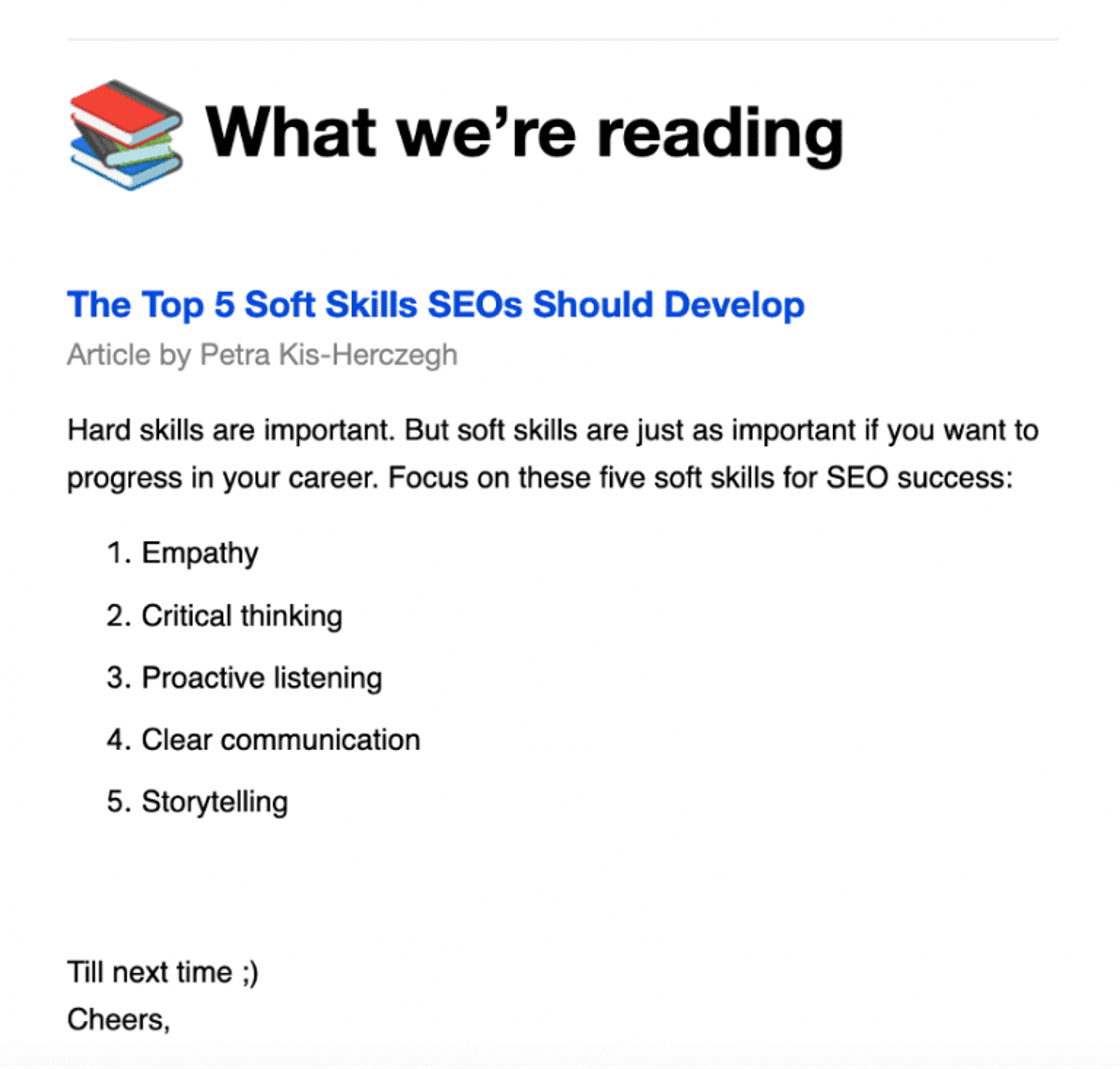 Curated blog post roundup newsletter