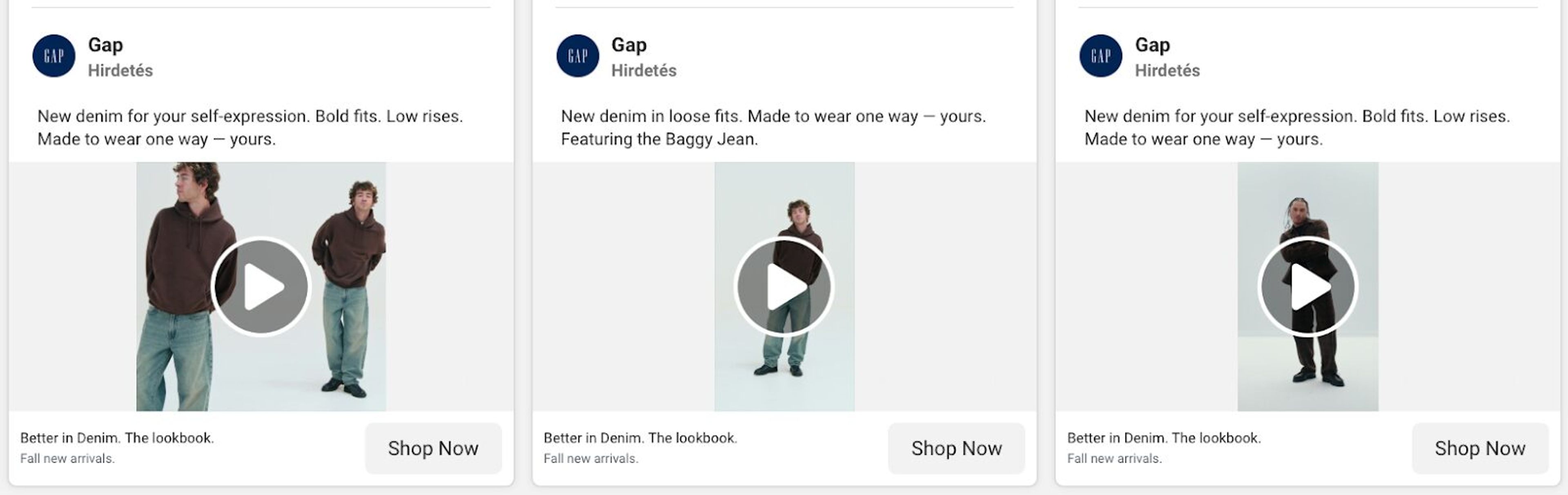GAP also advertises on Facebook.
