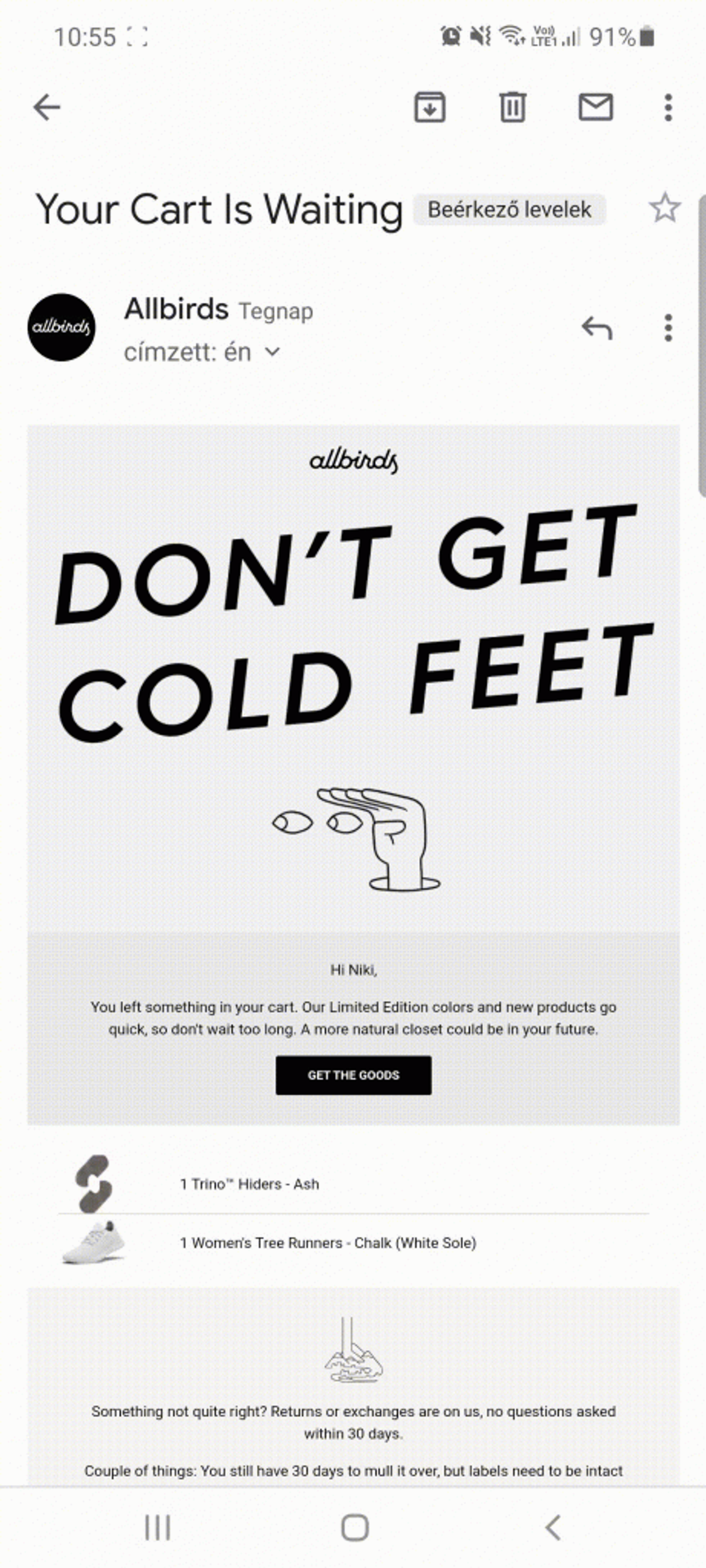 Allbirds fun brand identity in email