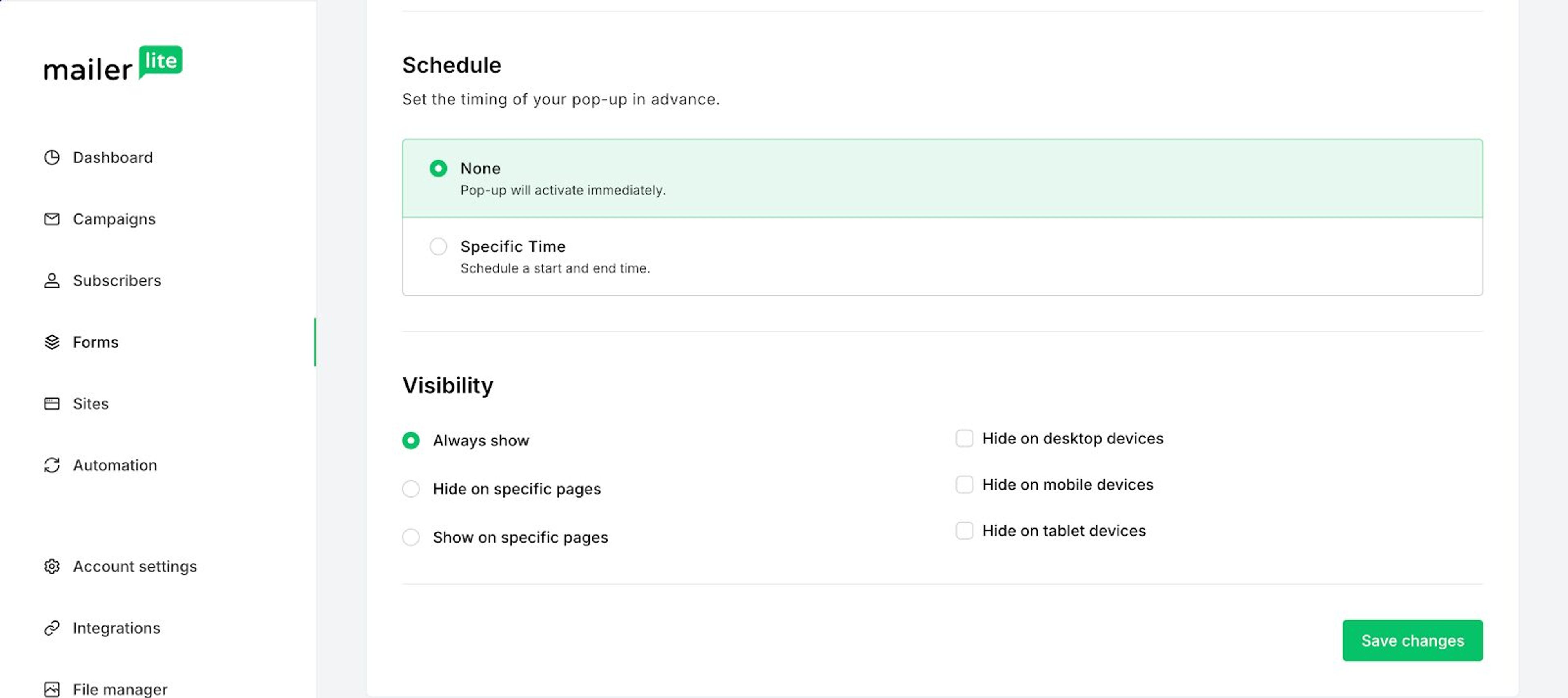Scheduling your popup is super easy.