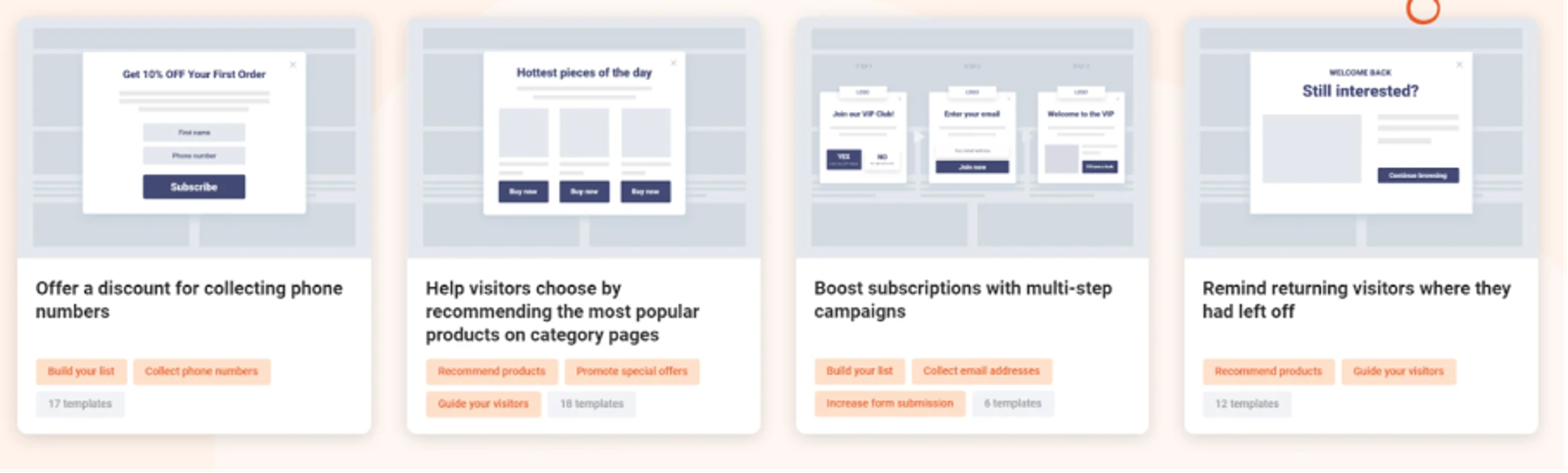 OptiMonk’s use cases are available in the free version