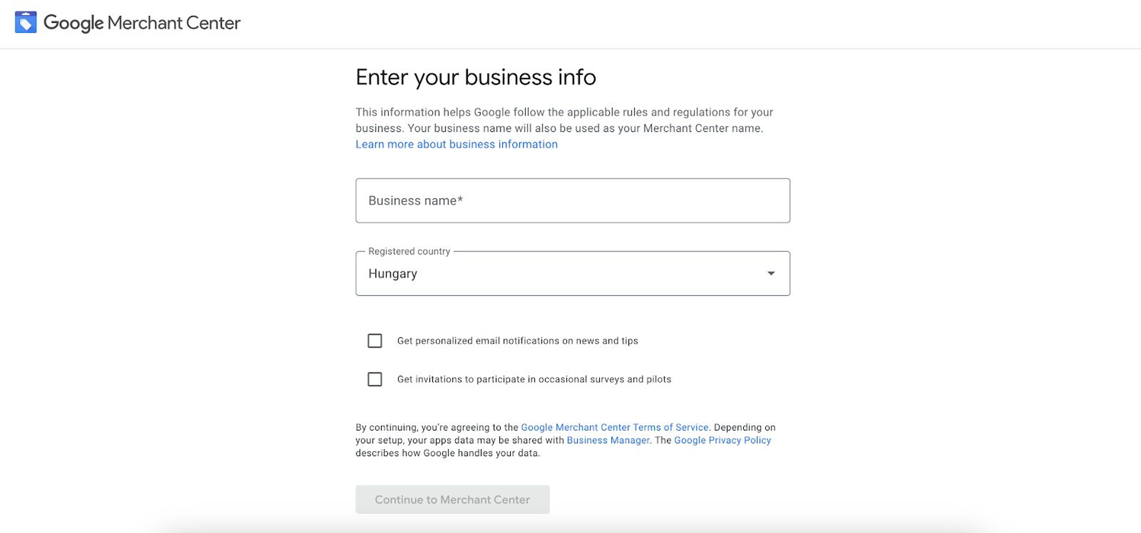 Next, proceed by inputting your business details into the designated fields.
