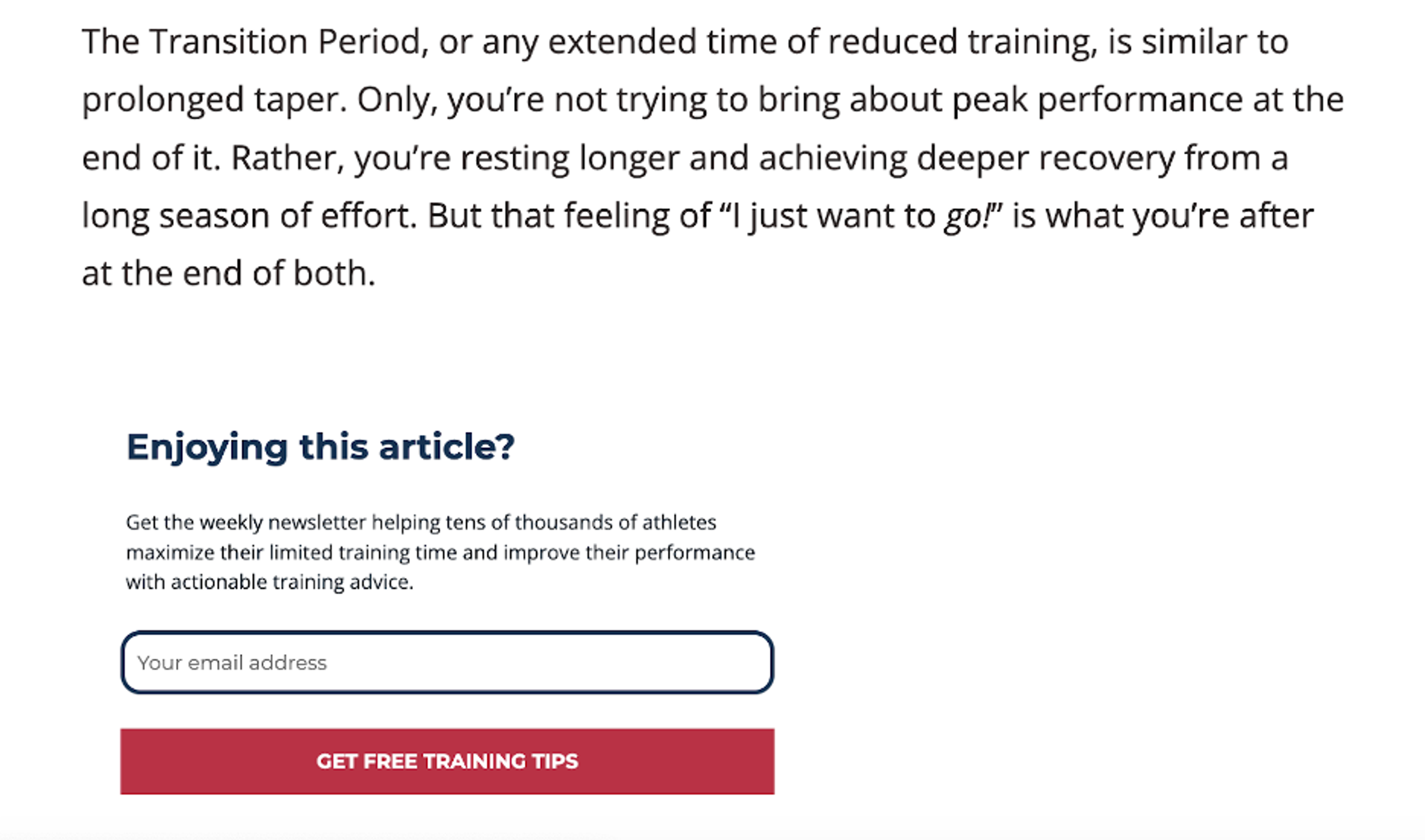 This opt-in box is placed within the text of a content marketing blog post