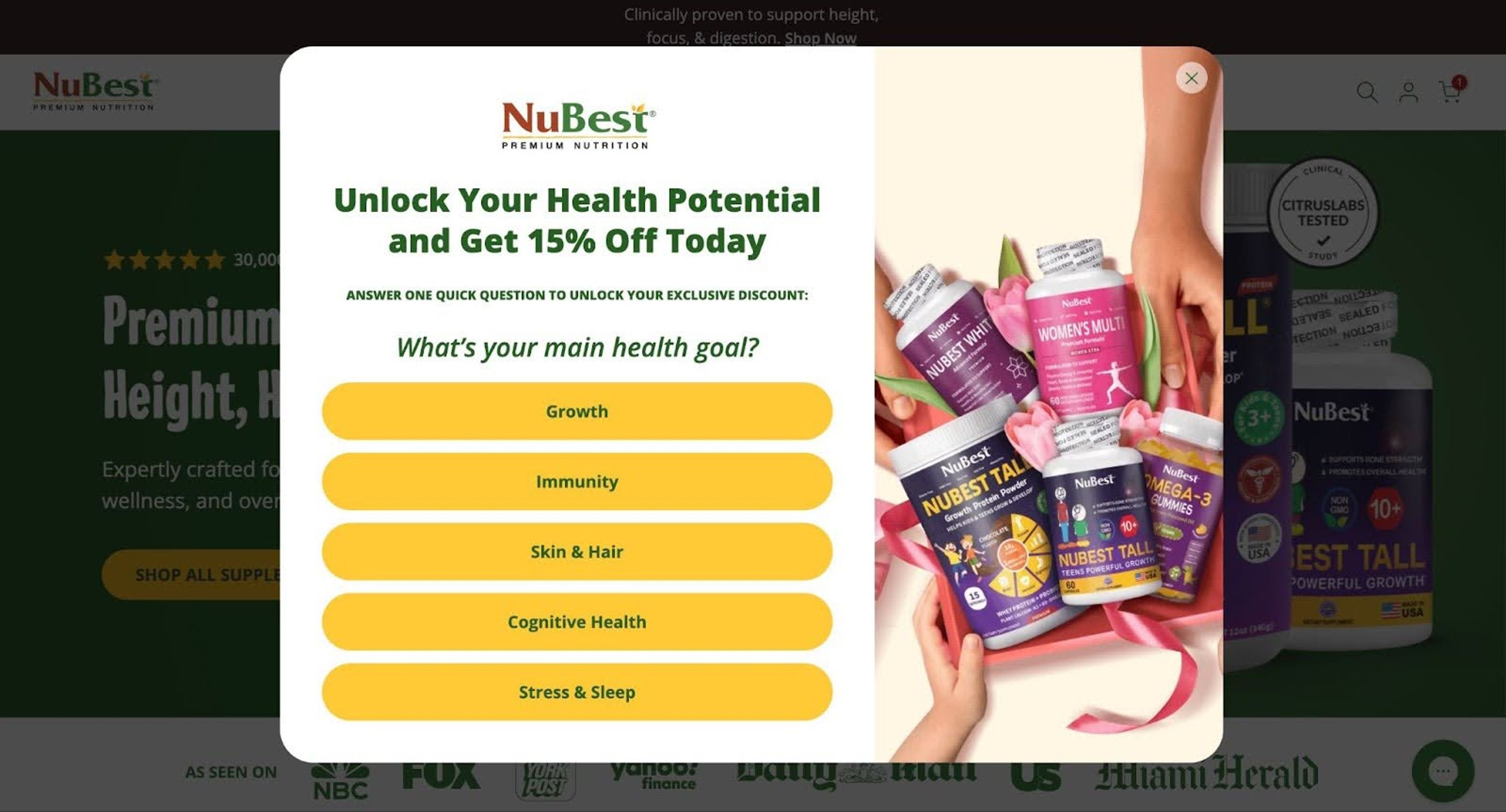 NuBest's convesational popup