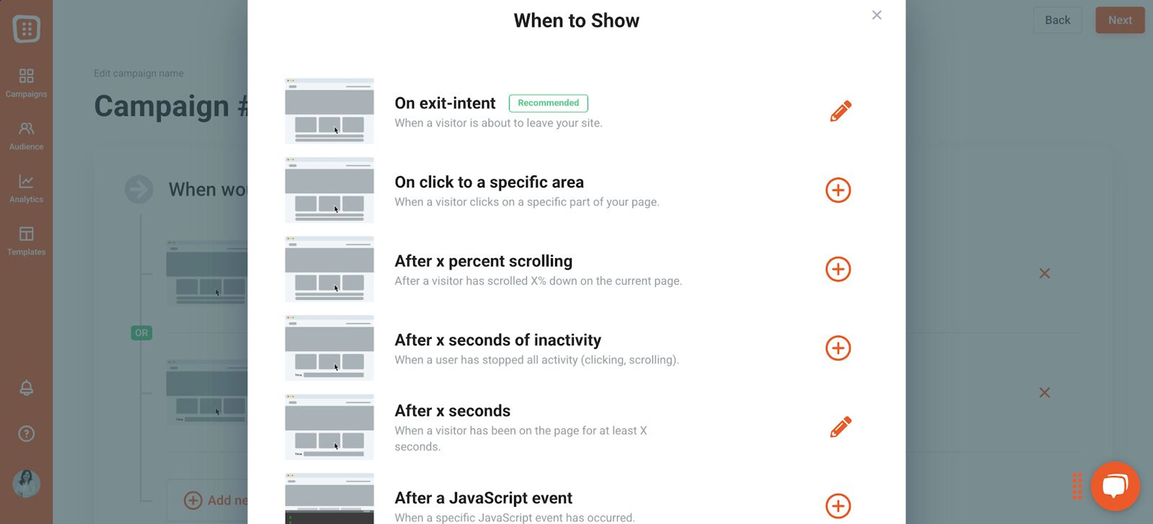 Set your display triggers here.