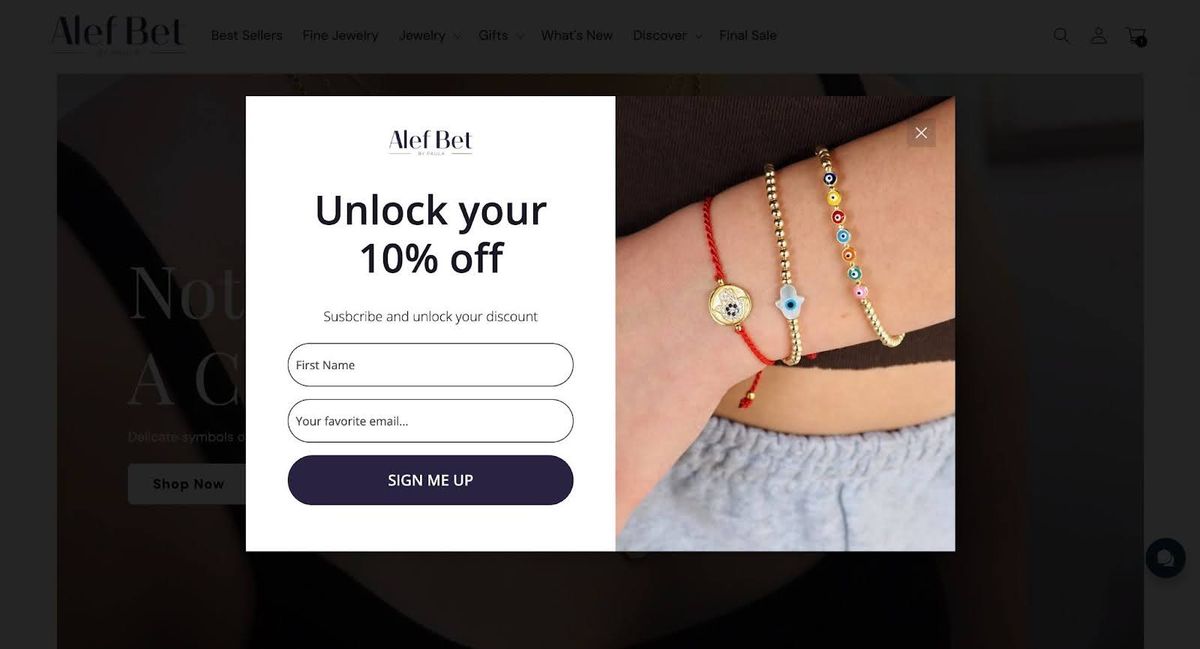 Alef Bet welcome popup