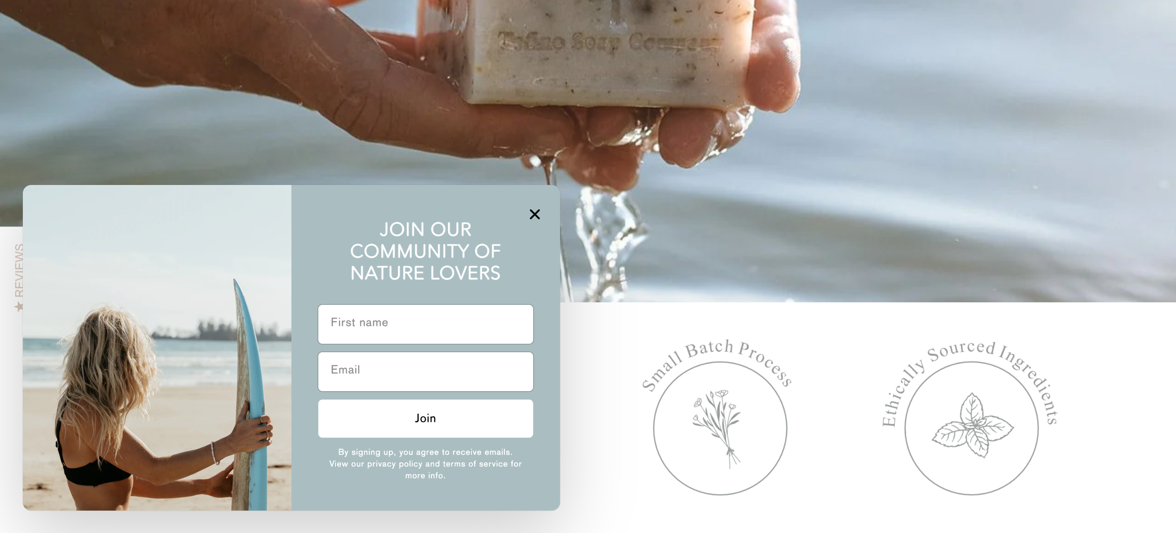 Tofino Soap Company invites visitors join a community.