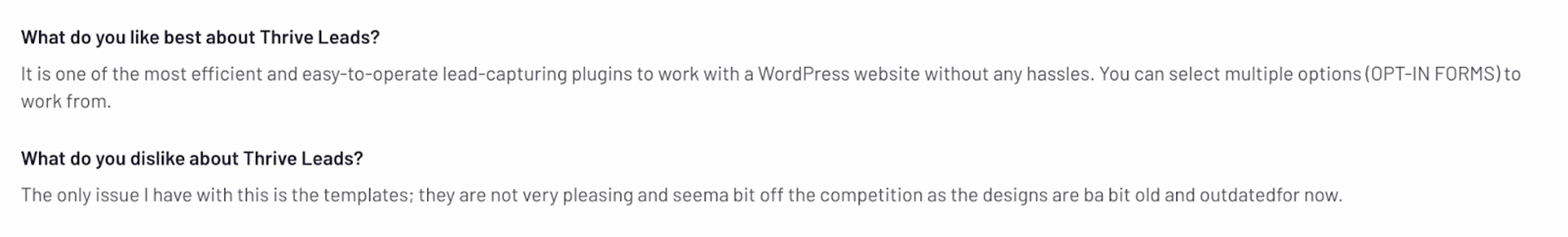 Thrive Leads G2 review