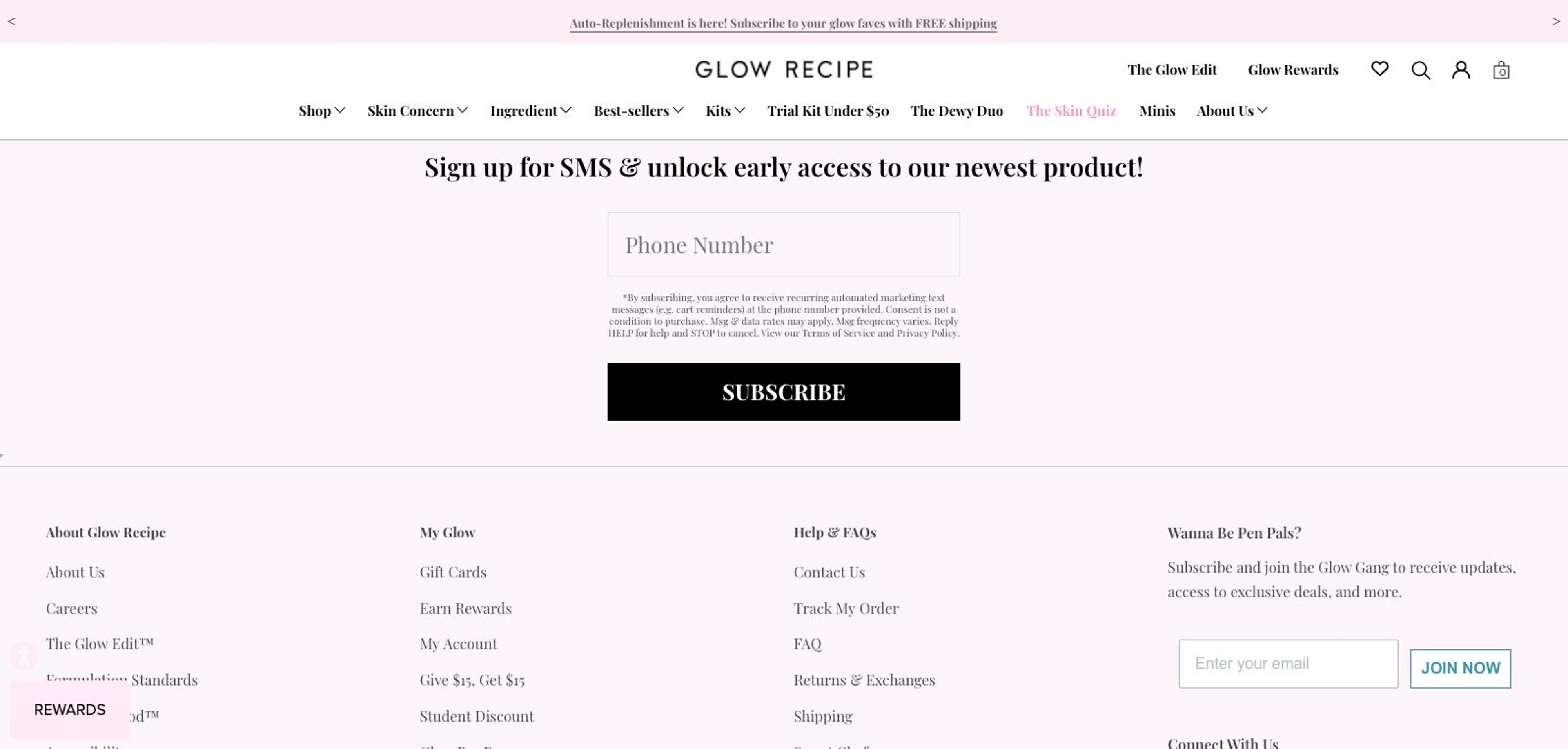 Dedicated landing page from Glow Recipe