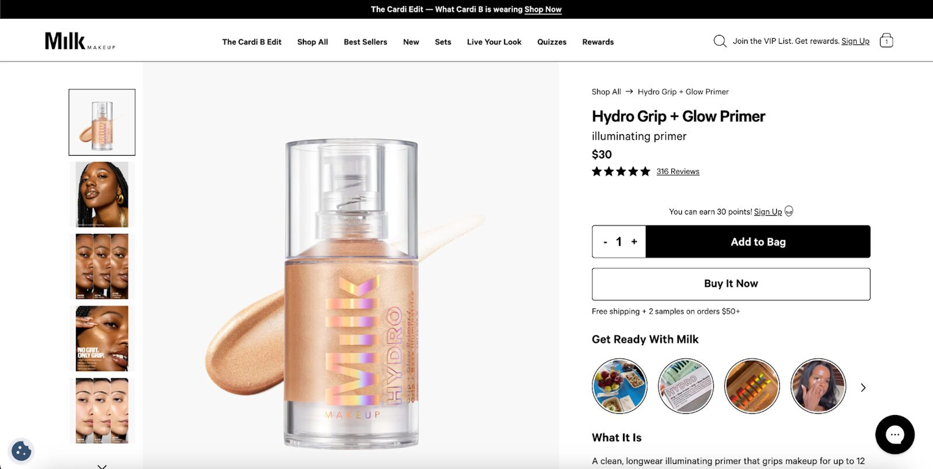 “Get Ready With Milk” section