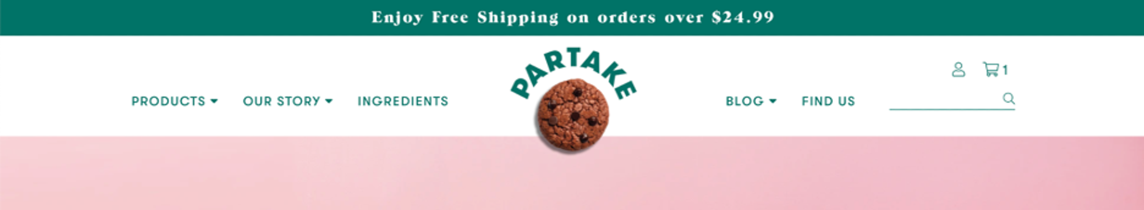 Partake Foods free shipping announcement bar