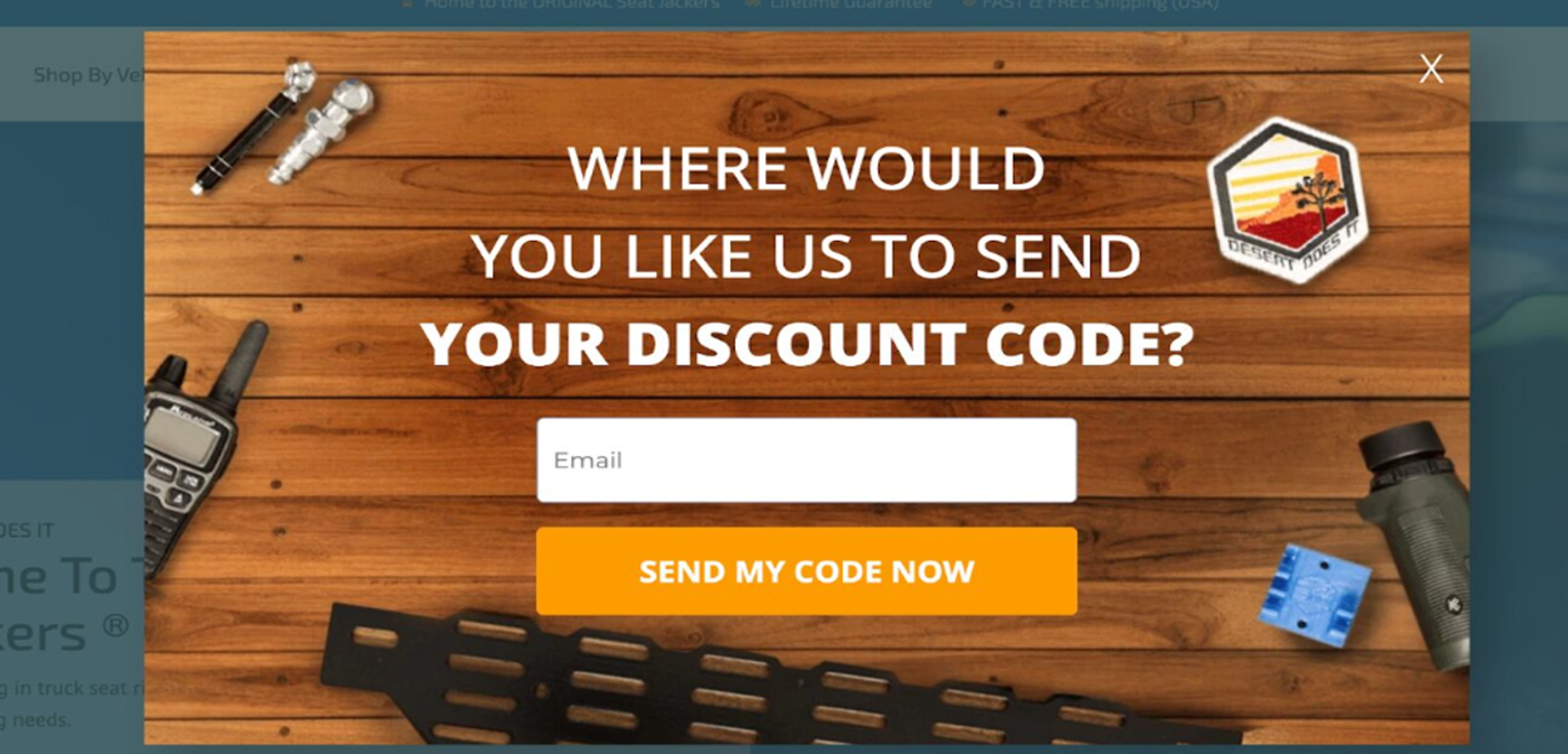 Desert Does It lead generation popup