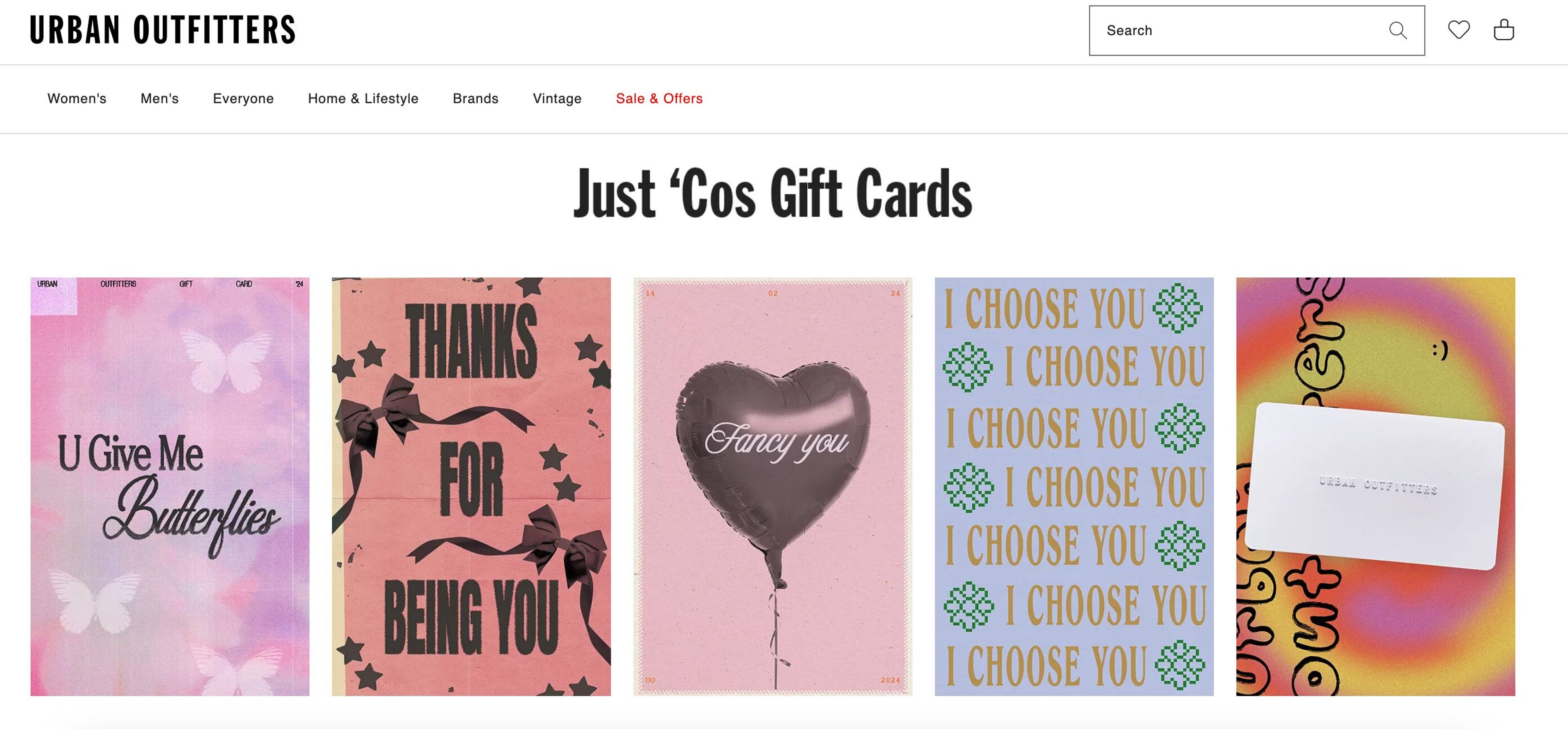 Urban Outfitters gift cards