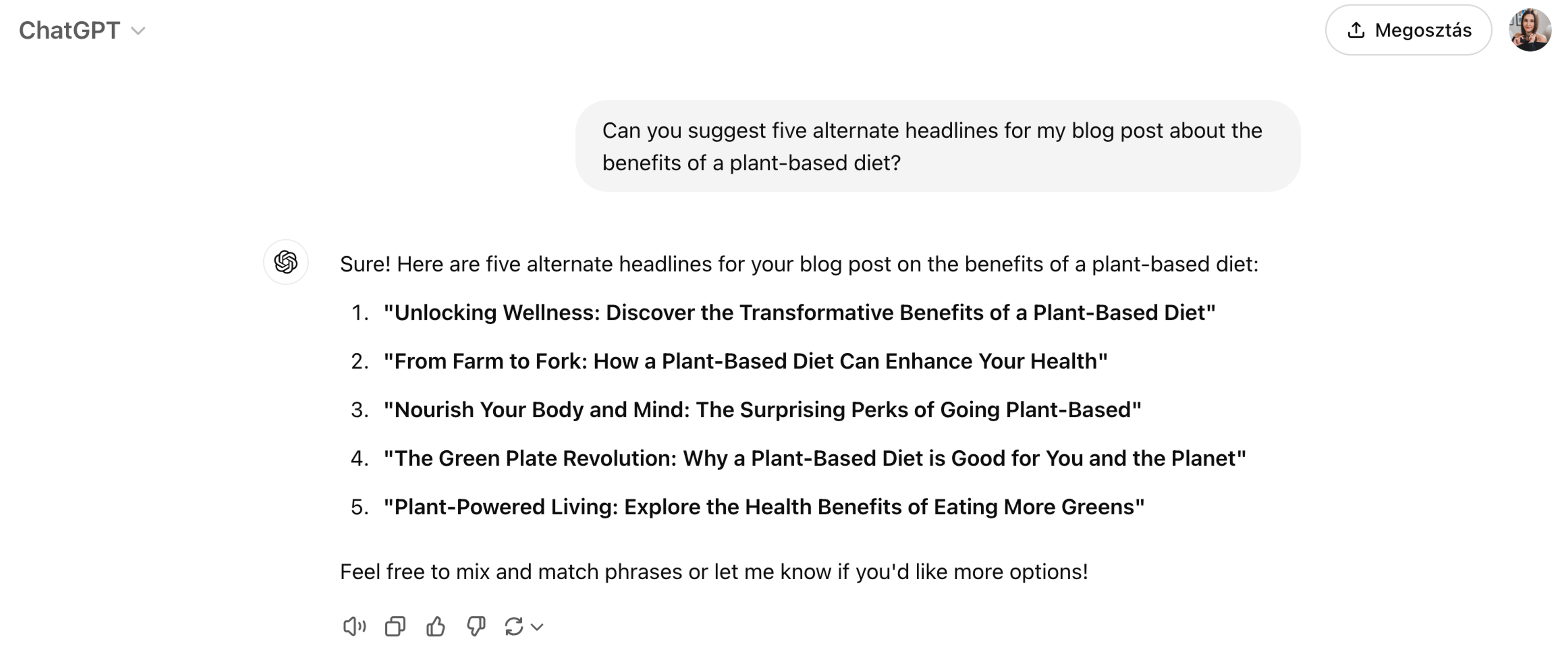 ChatGPT conversion copywriting prompt example