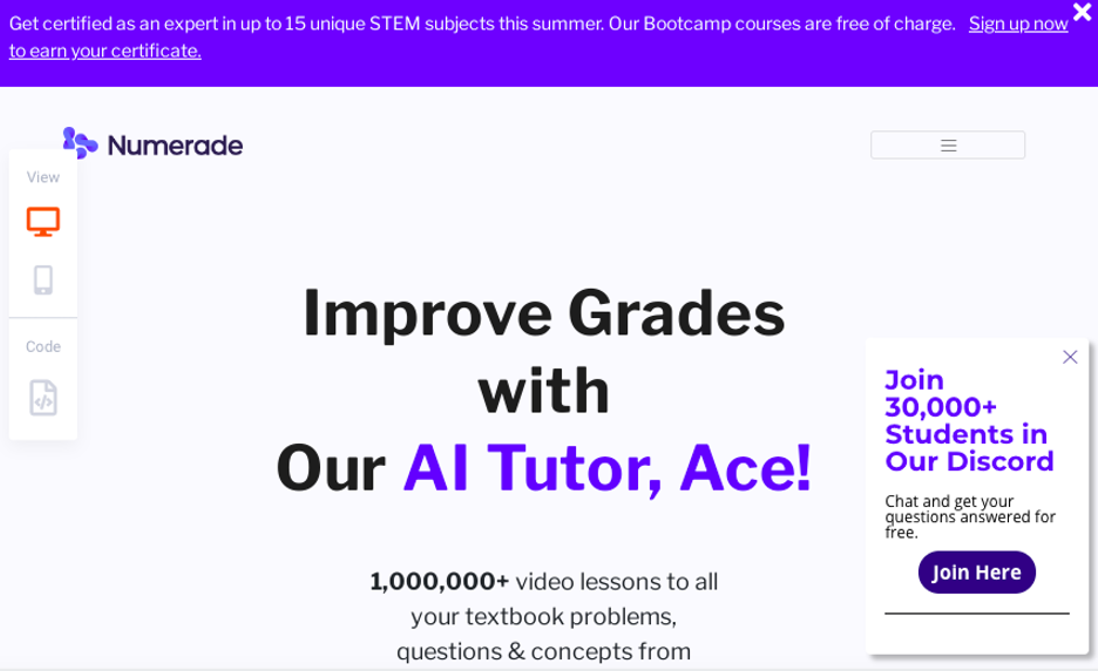 Numerade headline example