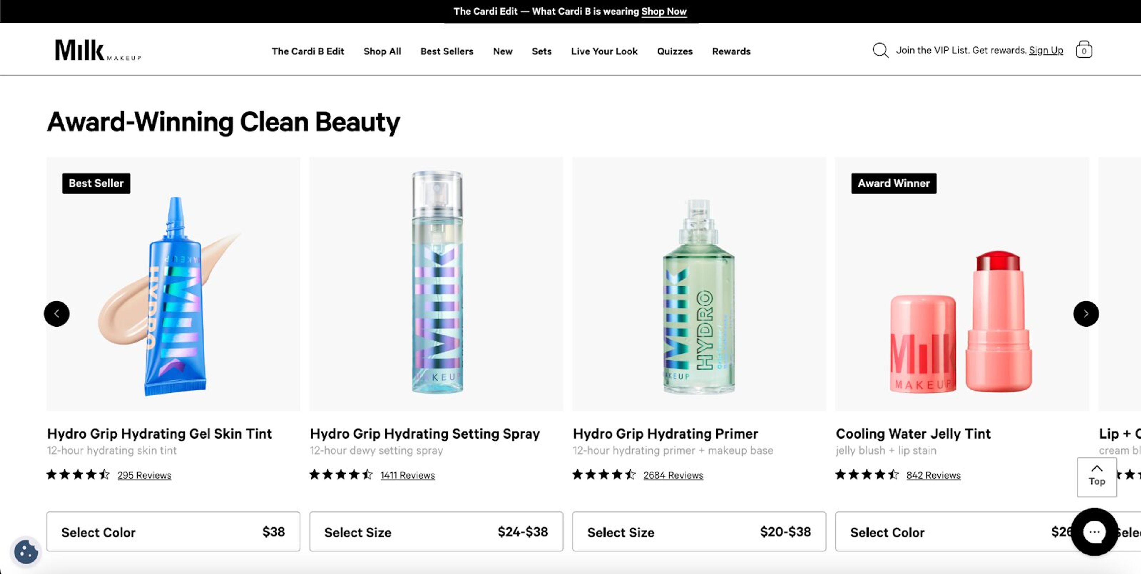 "Award-Winning Clean Beauty" section
