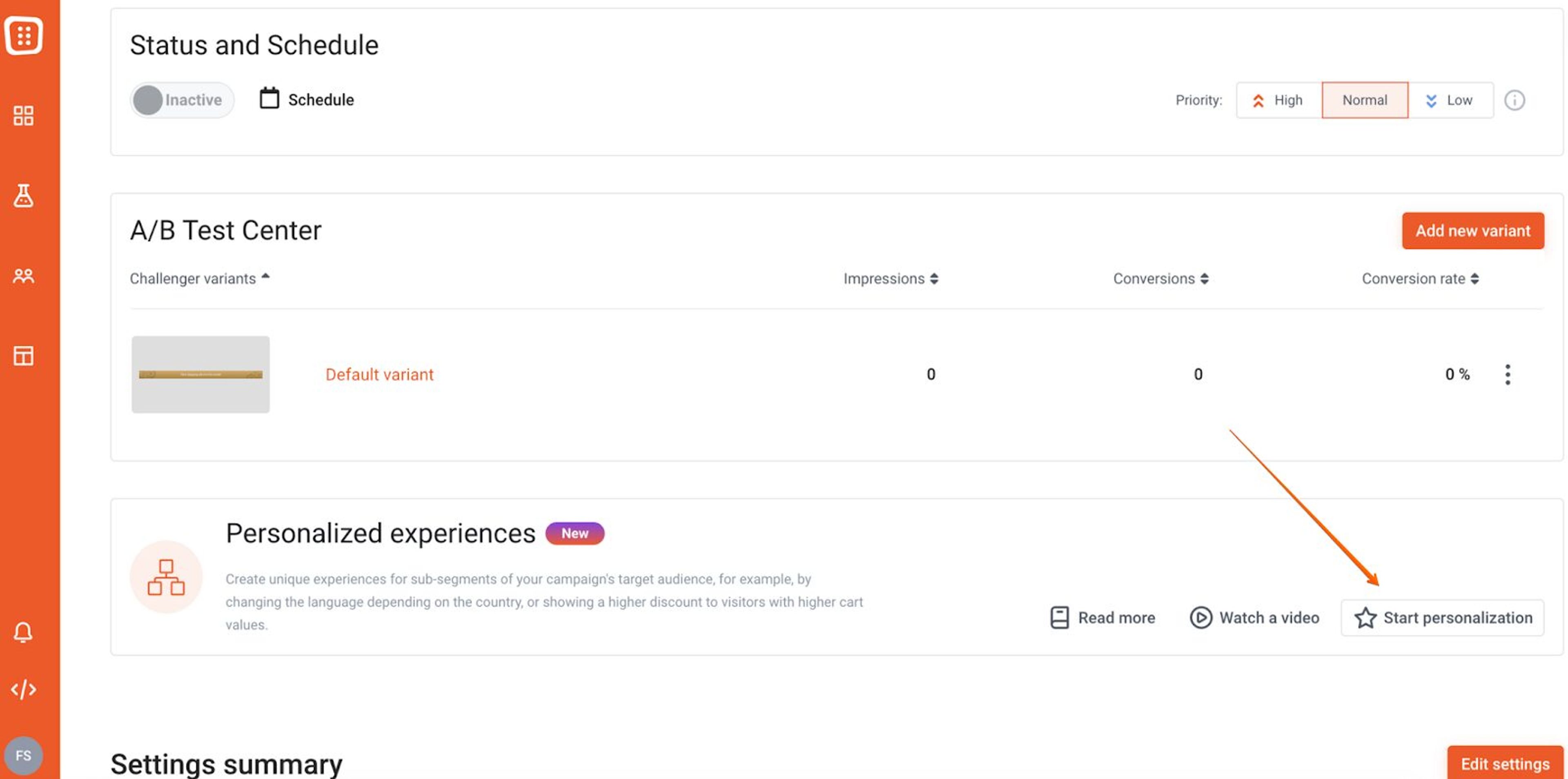 Create a new personalized experience within OptiMonk