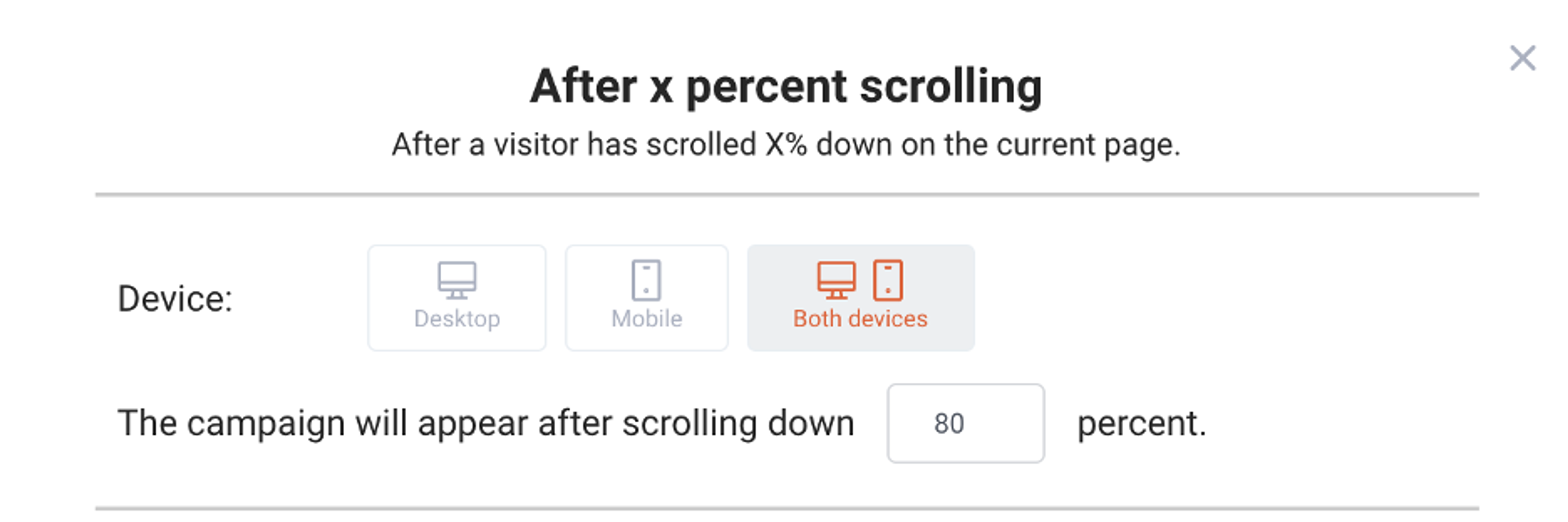Display popups after x percent scrolling