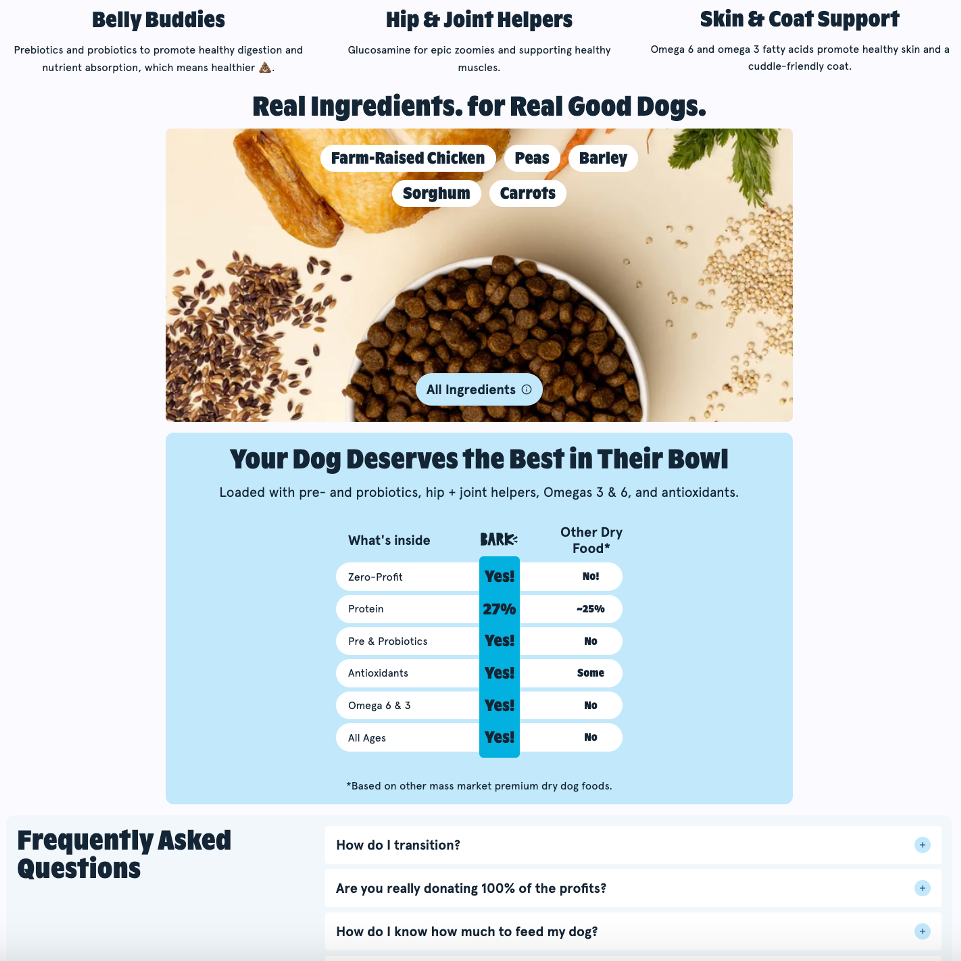 BARK lists its advantages in a separate table.