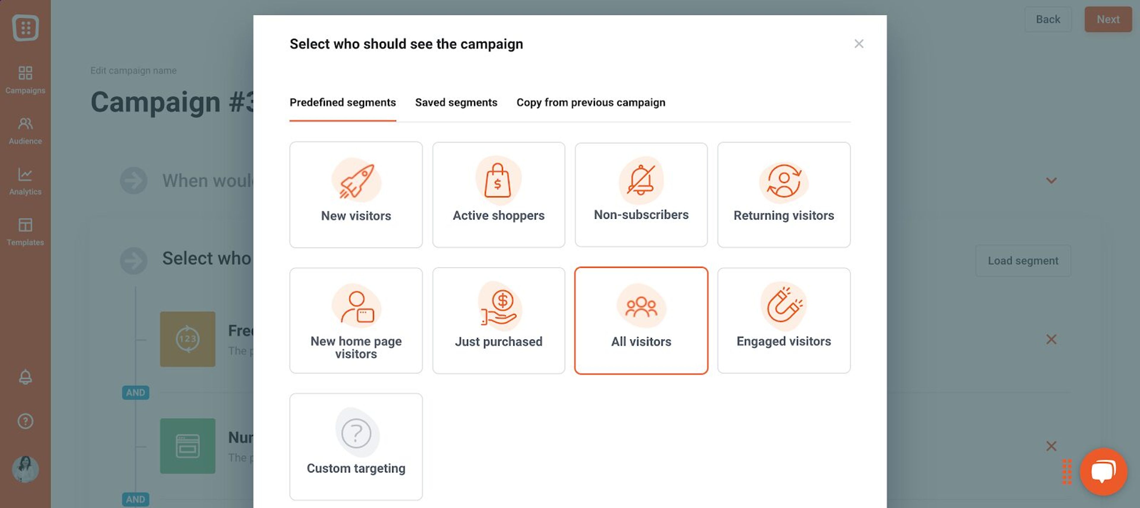 Target visitors based on different segments.