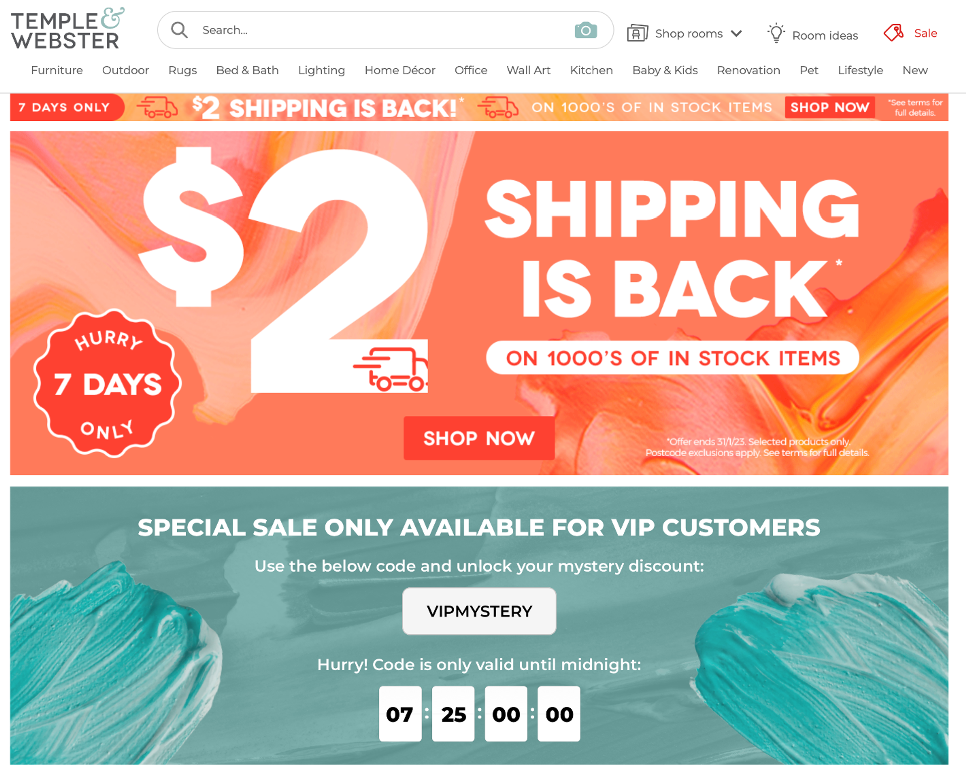 Temple &amp; Webster personalization example using UTM links