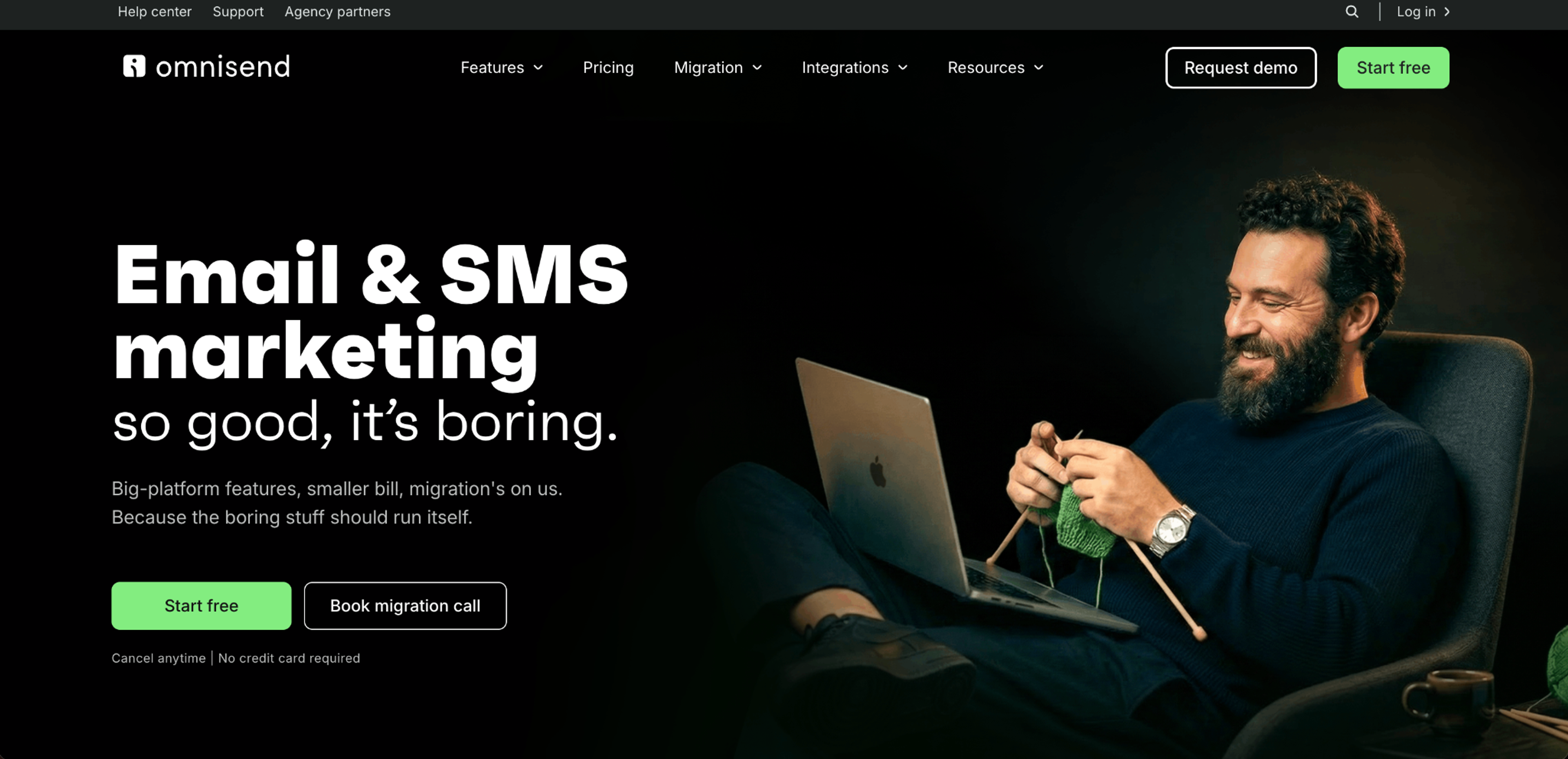 Omnisend homepage: email and SMS marketing for ecommerce
