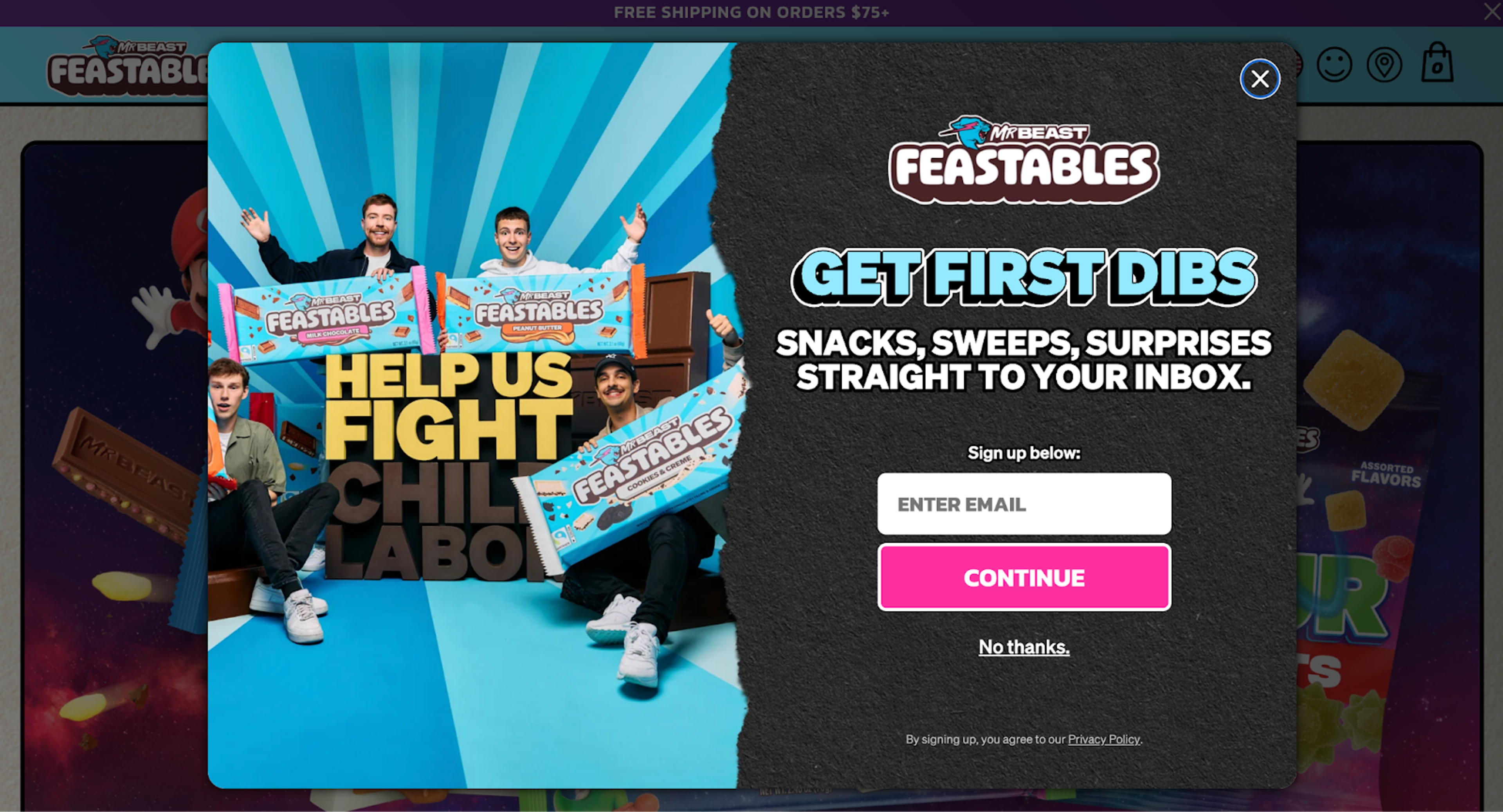 Feastables multi-step popup