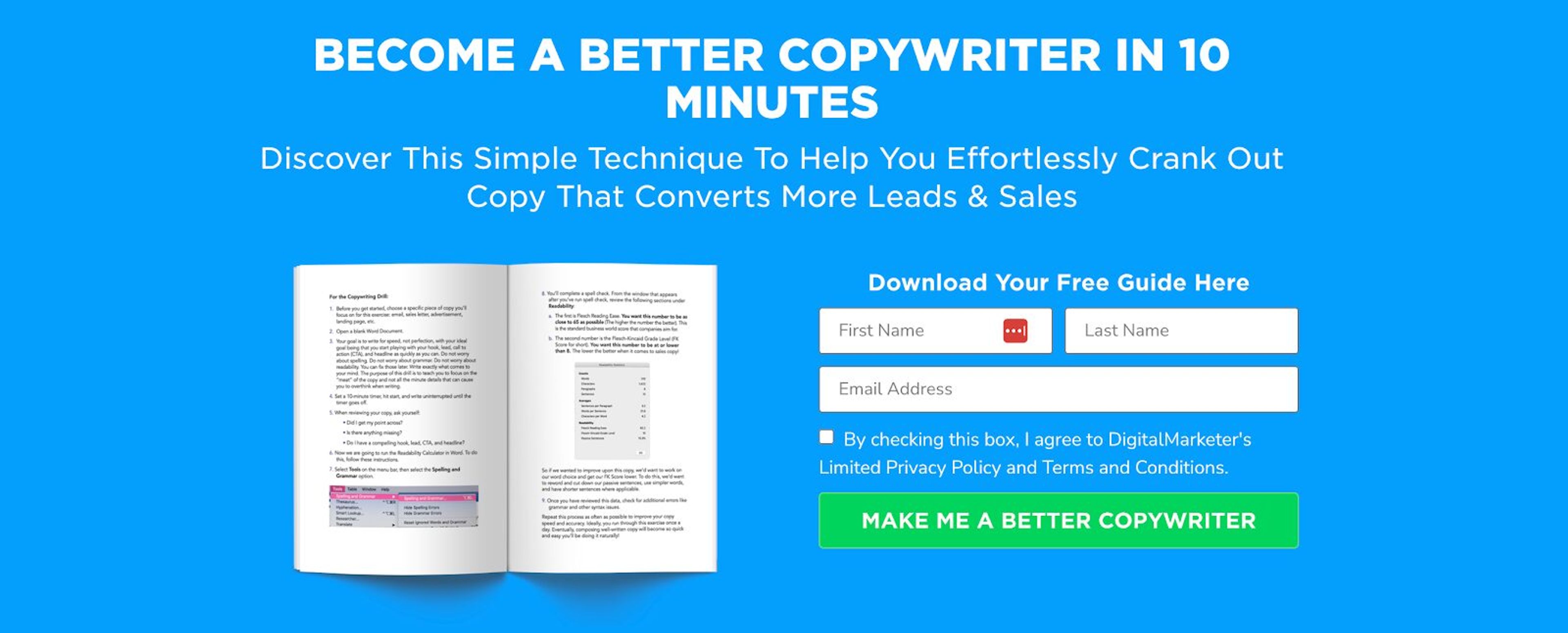 Digital Marketer asks only an email address and first and last name