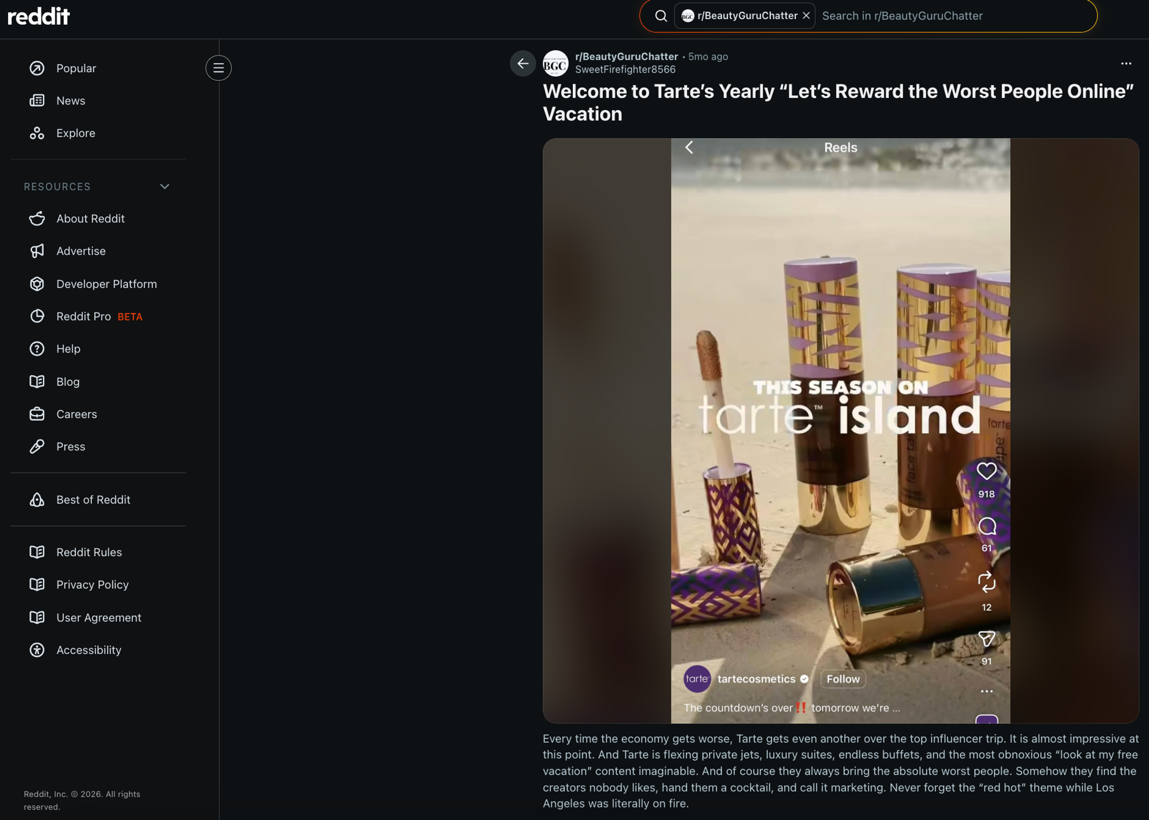Tarte Reddit