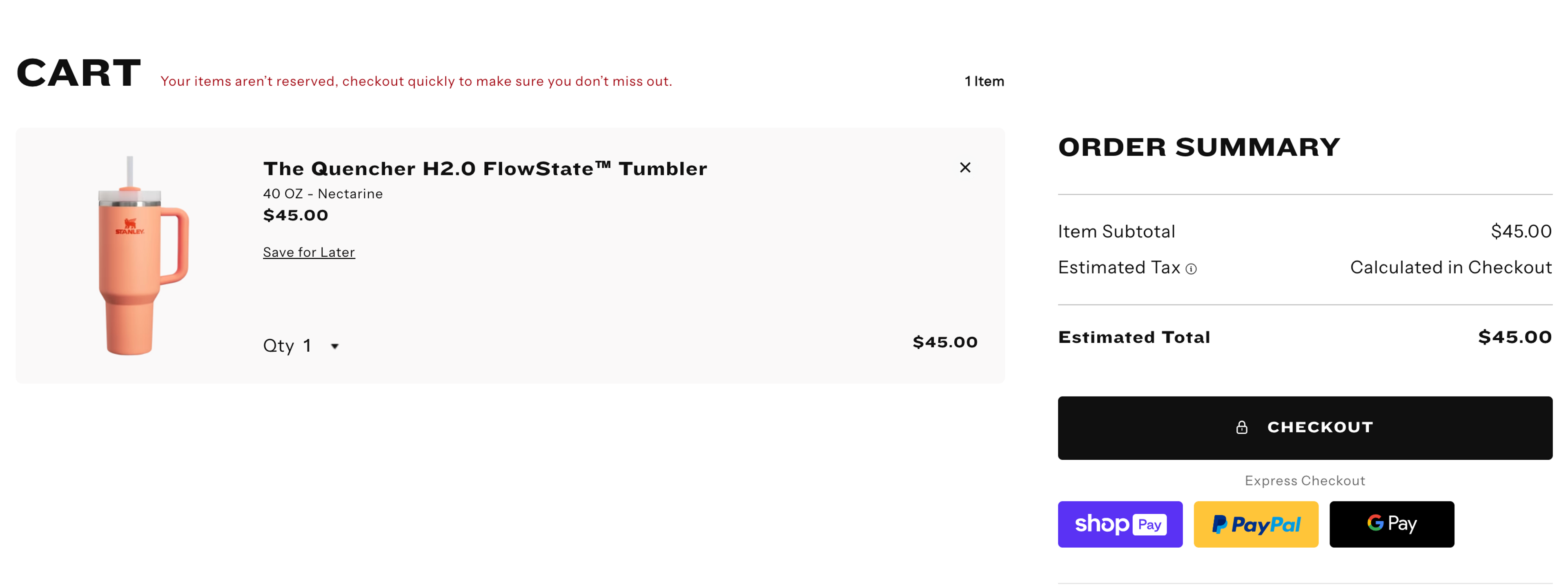 Stanley highlight PayPal trust badge and other accept payments on the cart page