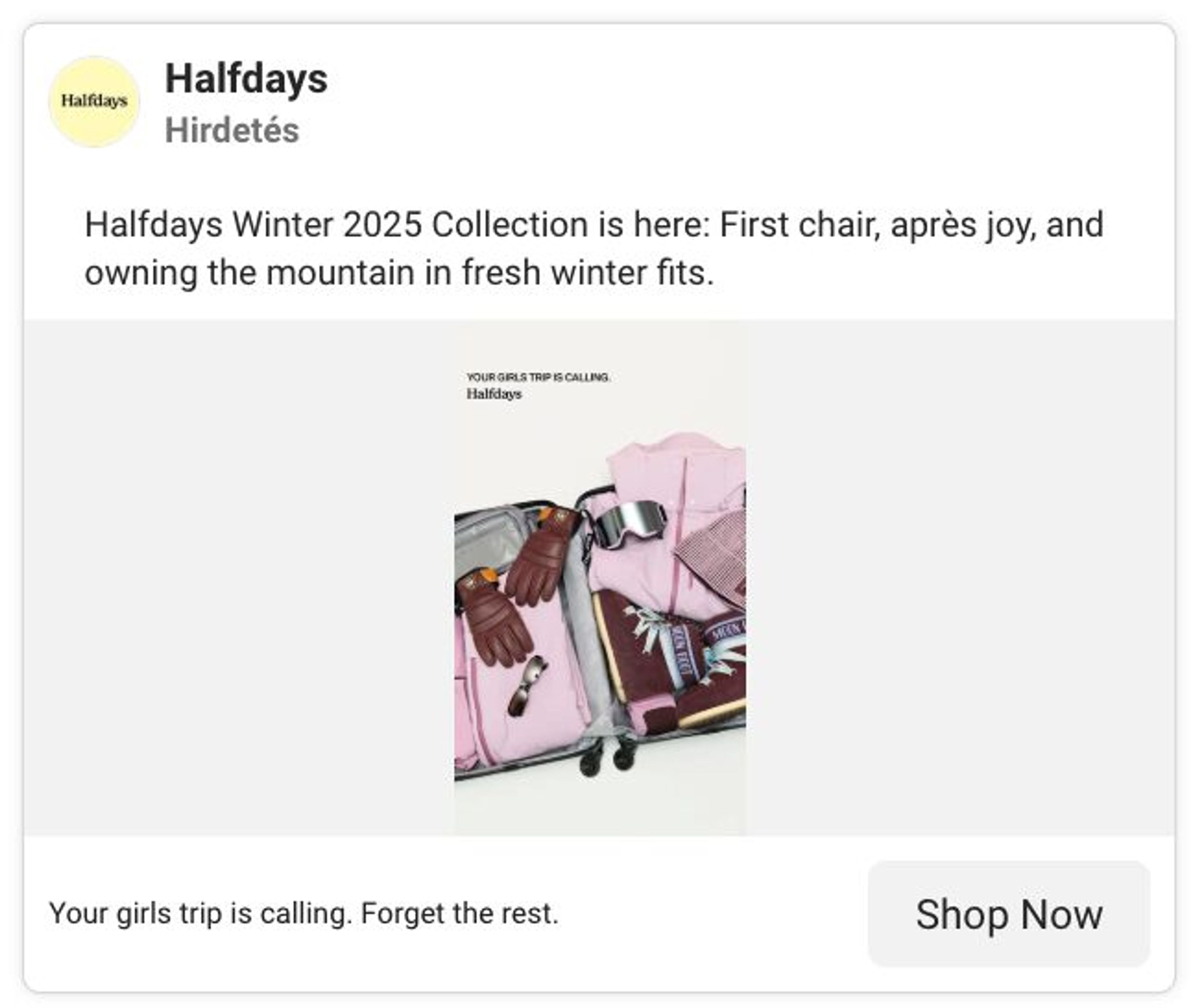 Halfdays facebook advertise