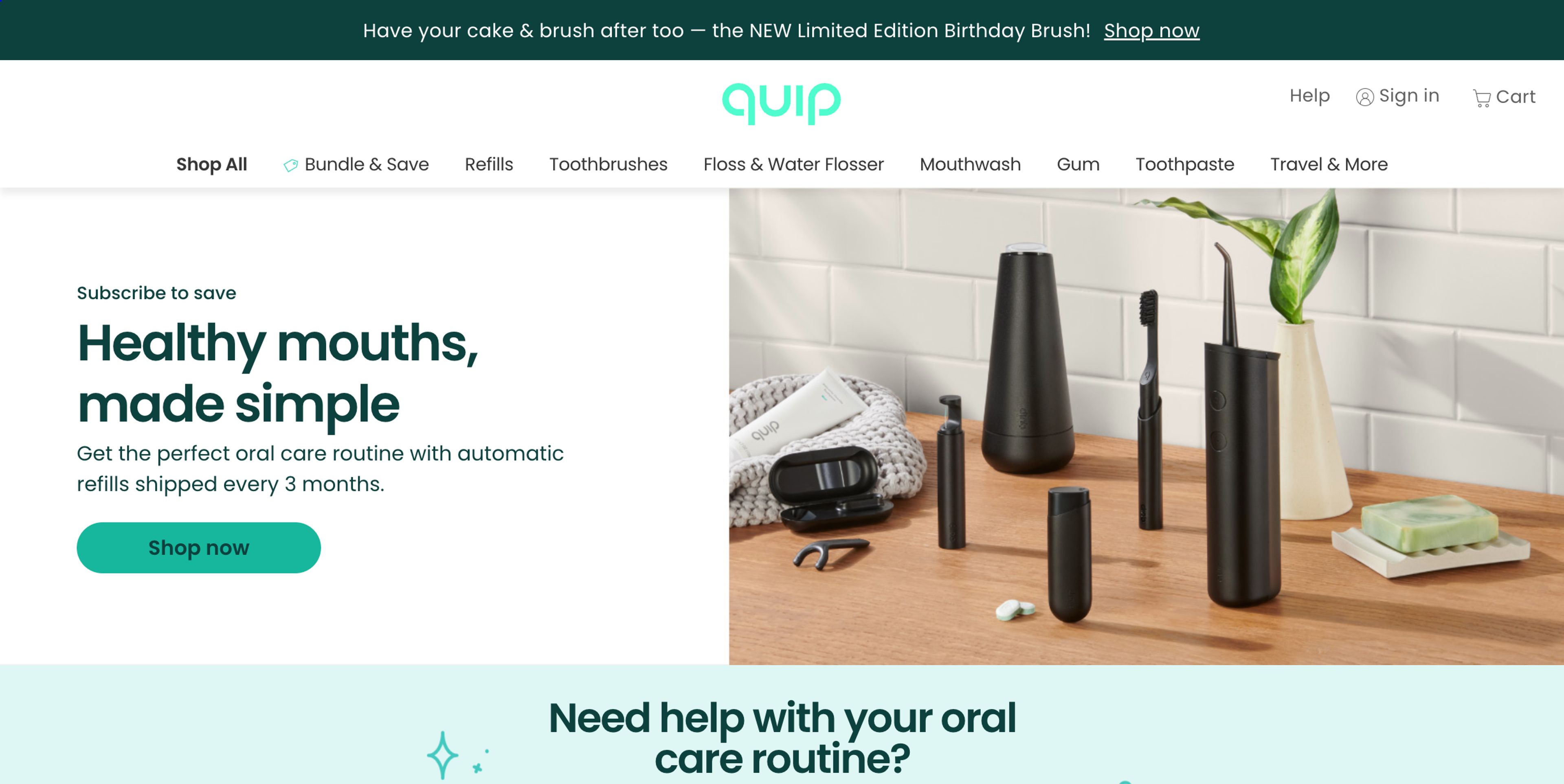 Quip landing page