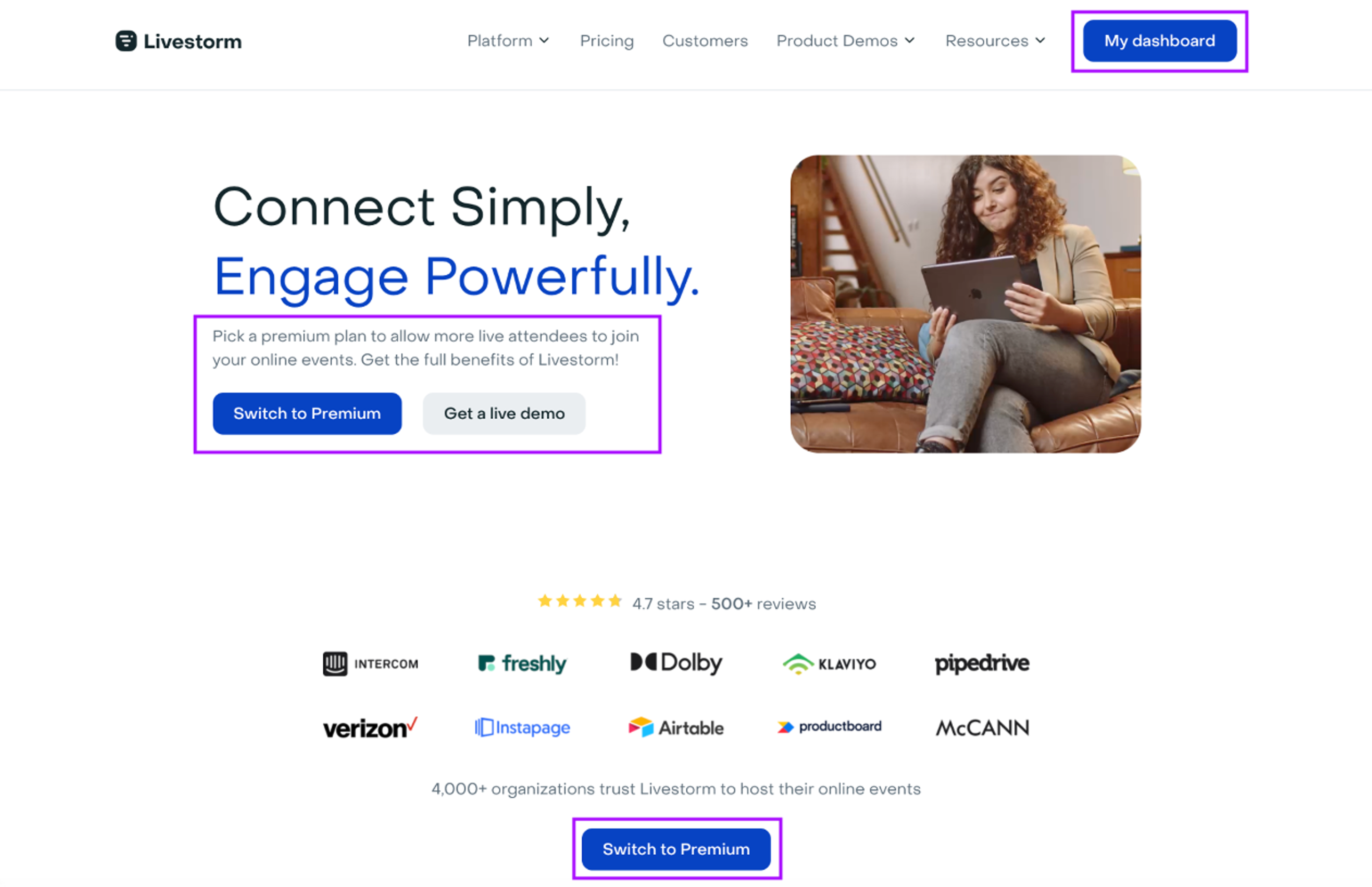 SaaS personalization by Livestorm