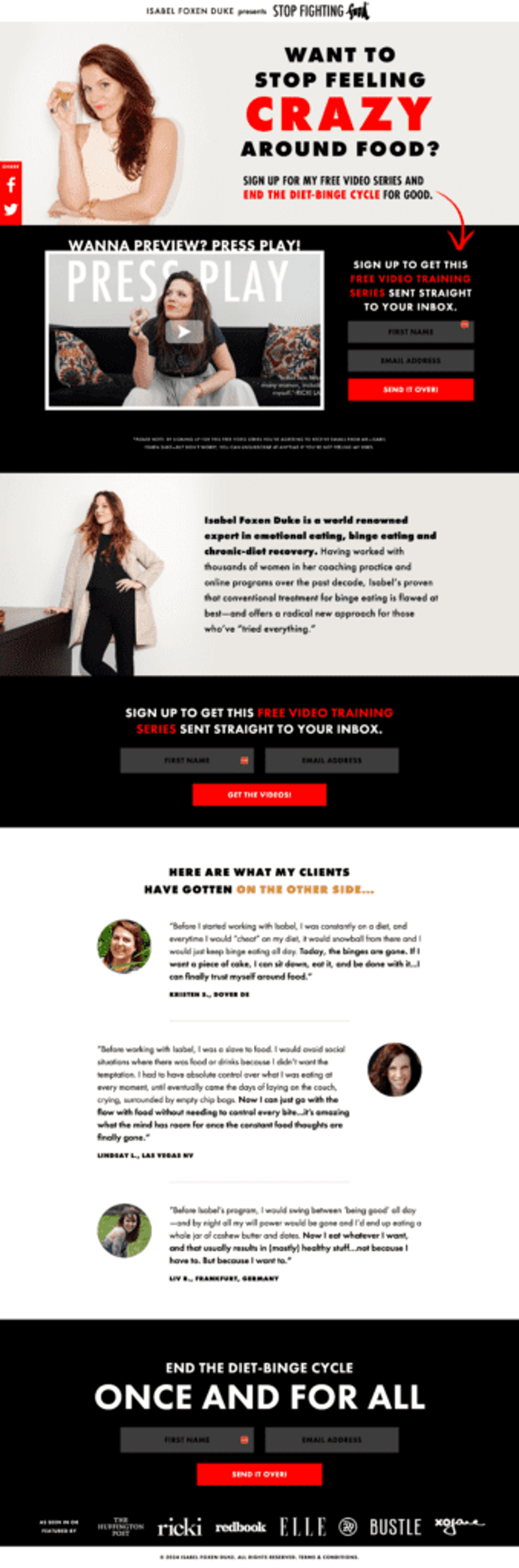 Stop Fighting Food sales landing page