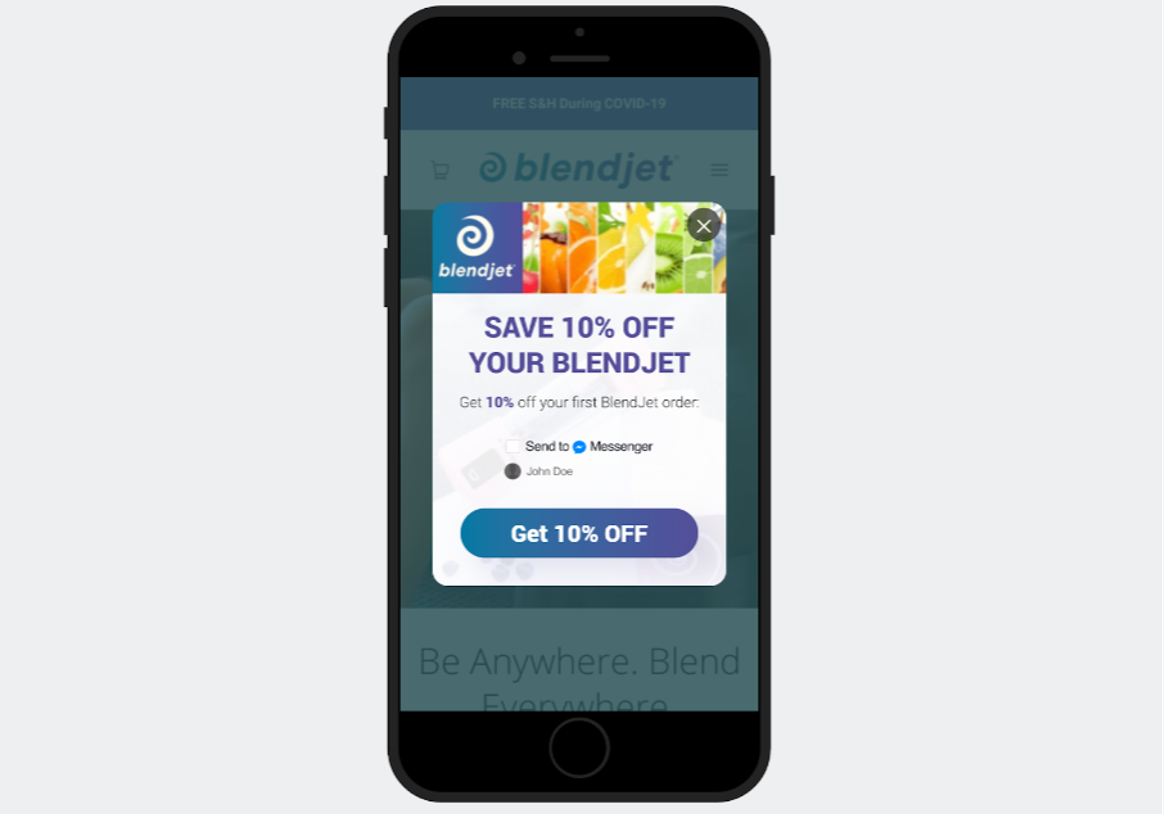 BlendJet popup for mobile users