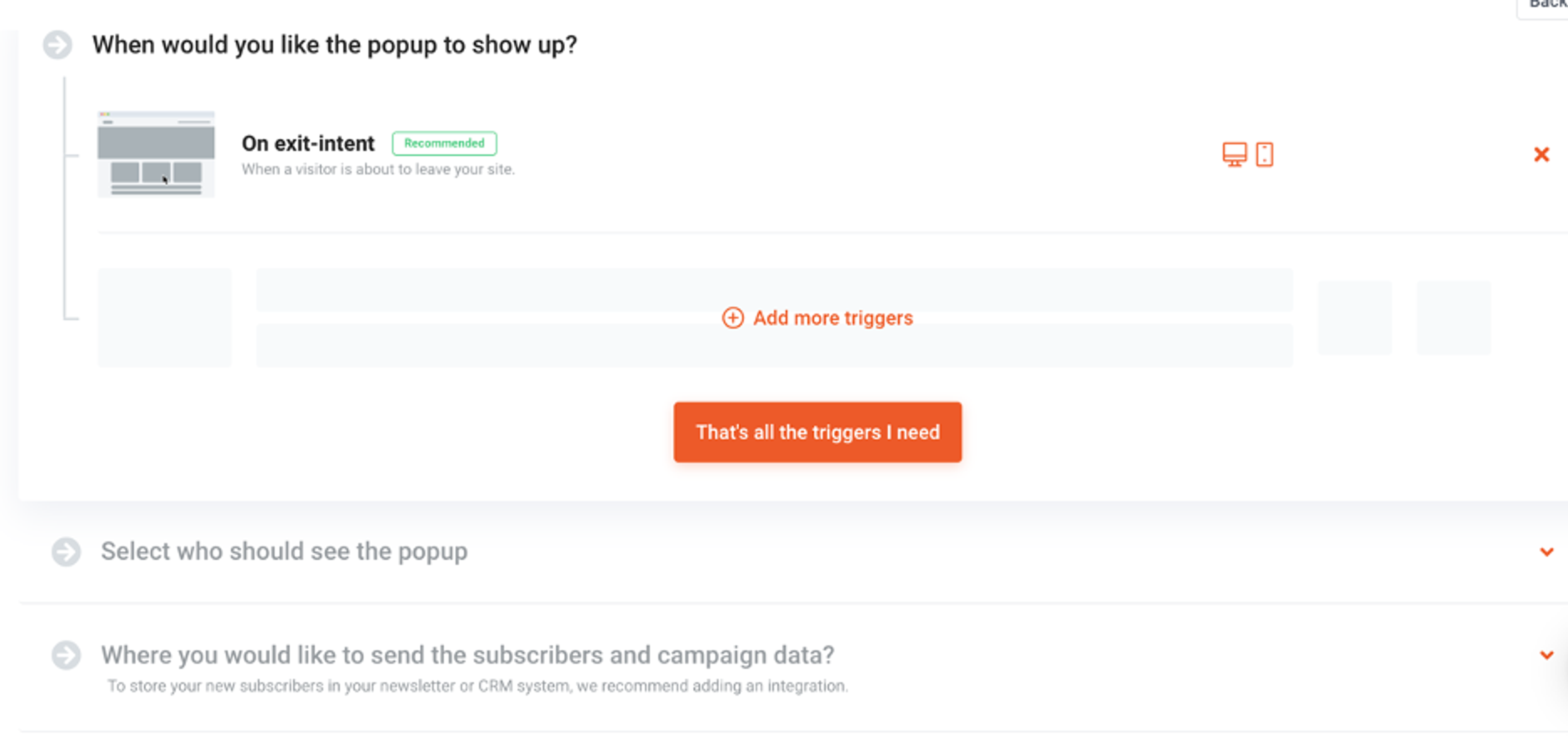 Adjust OptiMonk popup settings, like when and how the popup appears for the right customers.