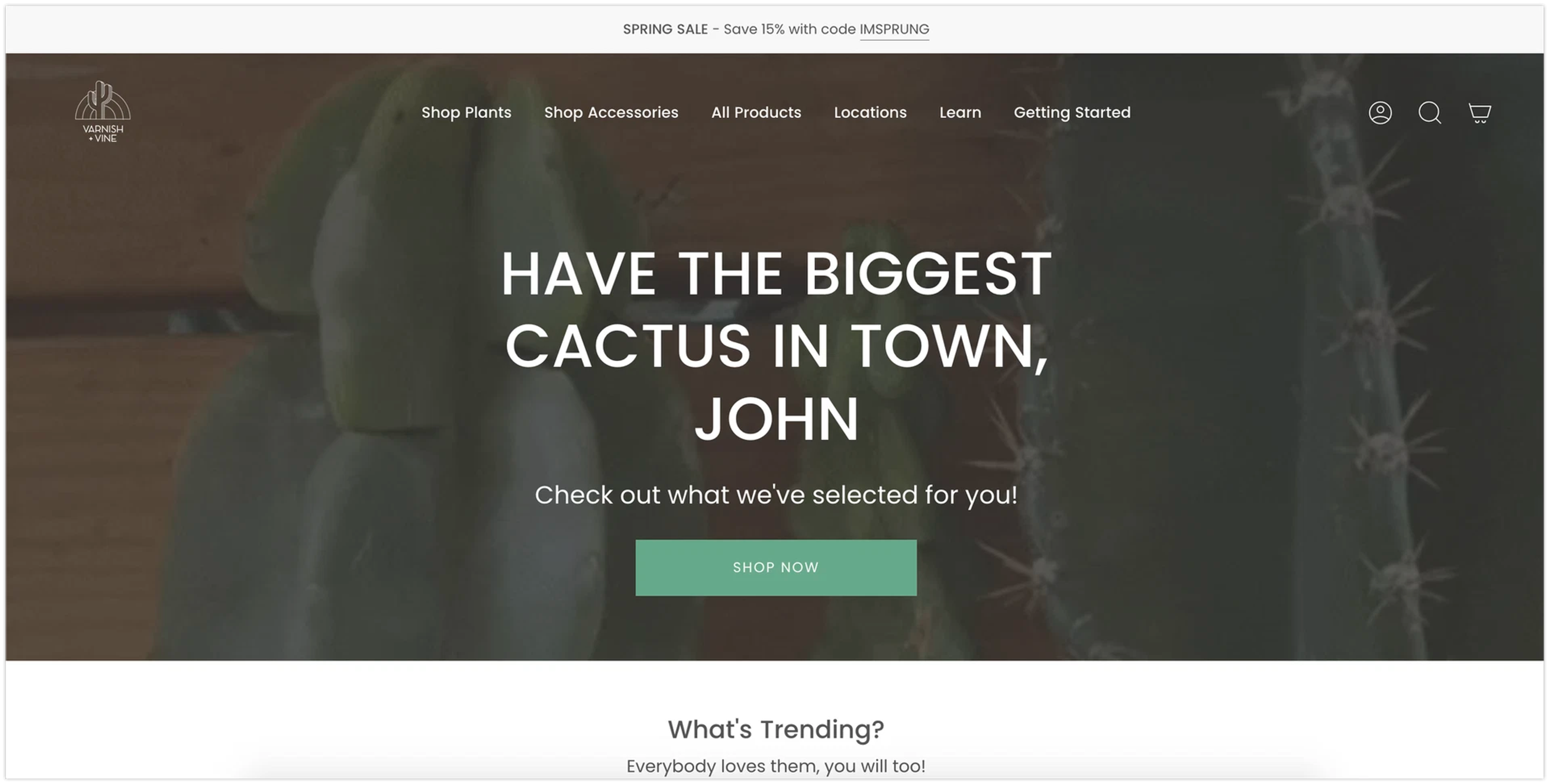 Personal greeting on a landing page