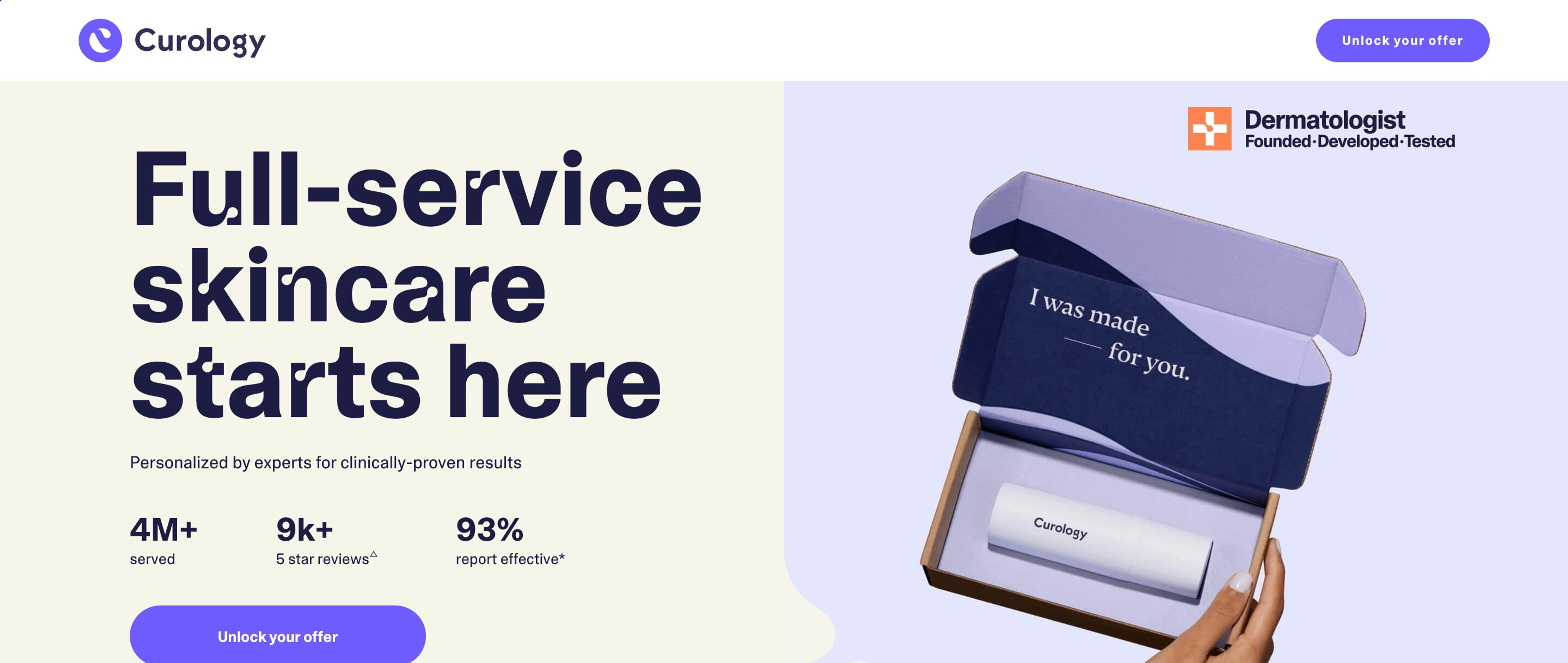 Curology landing page