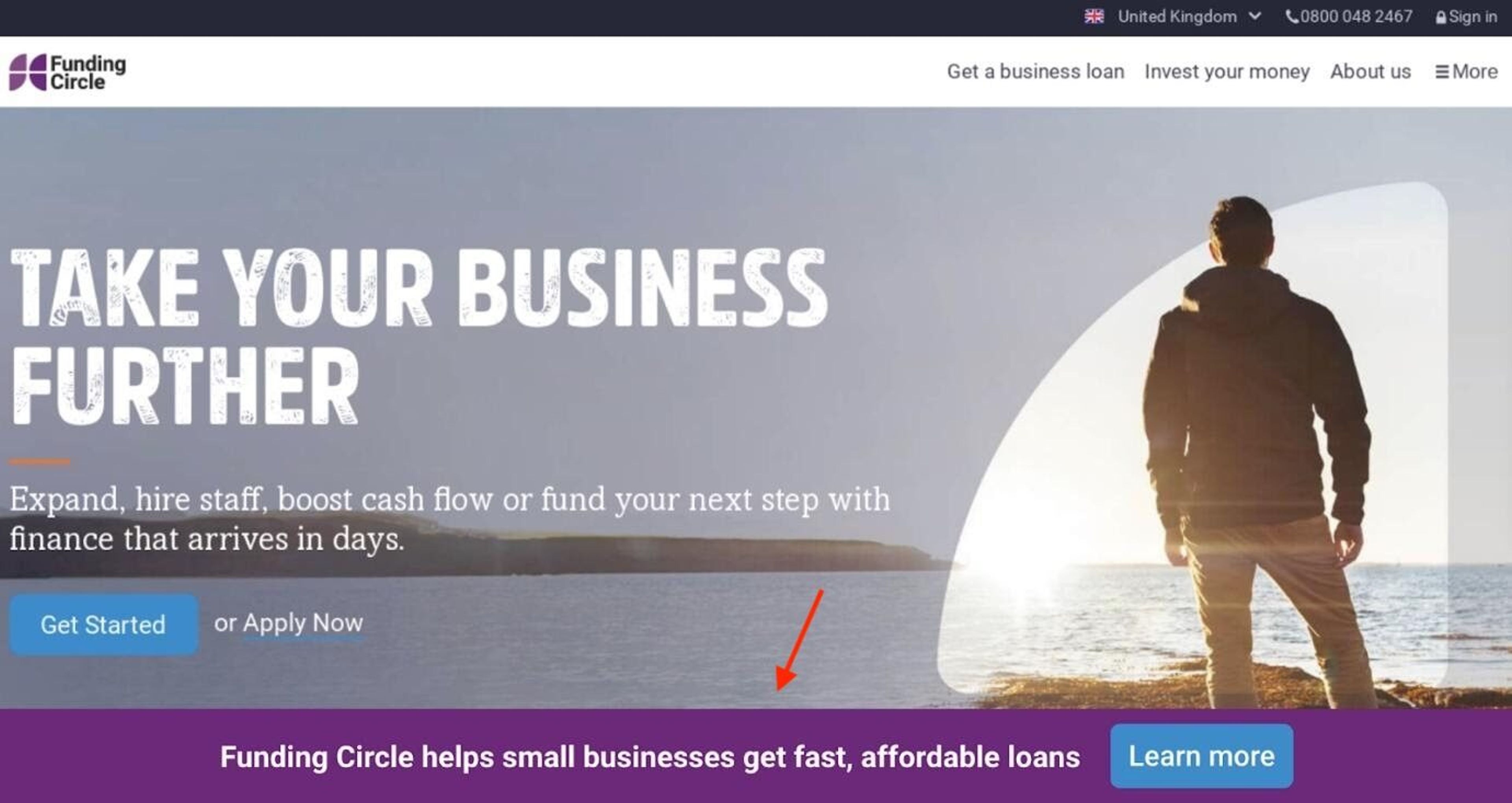 Funding Circle's sticky bar example