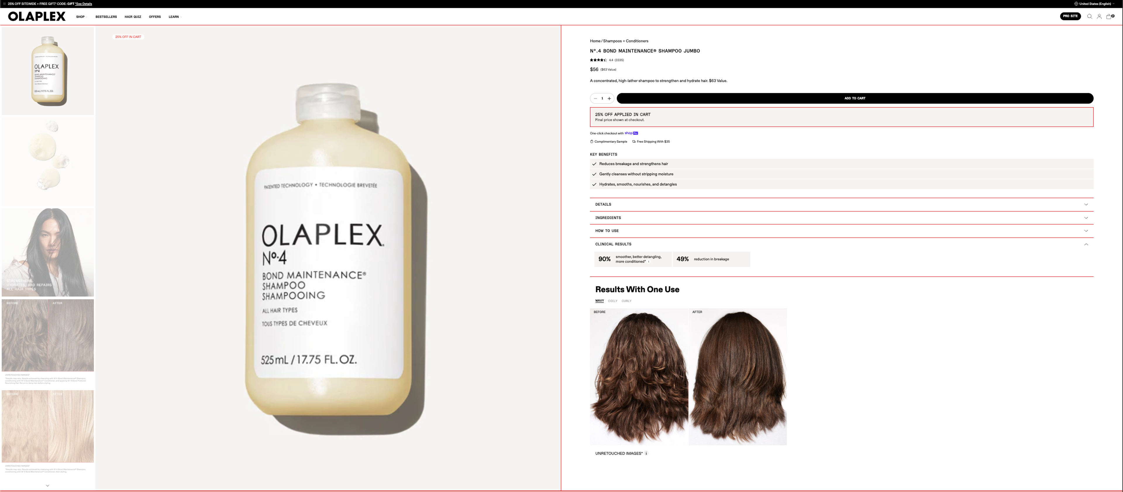 Olaplex's well-optimized product page.