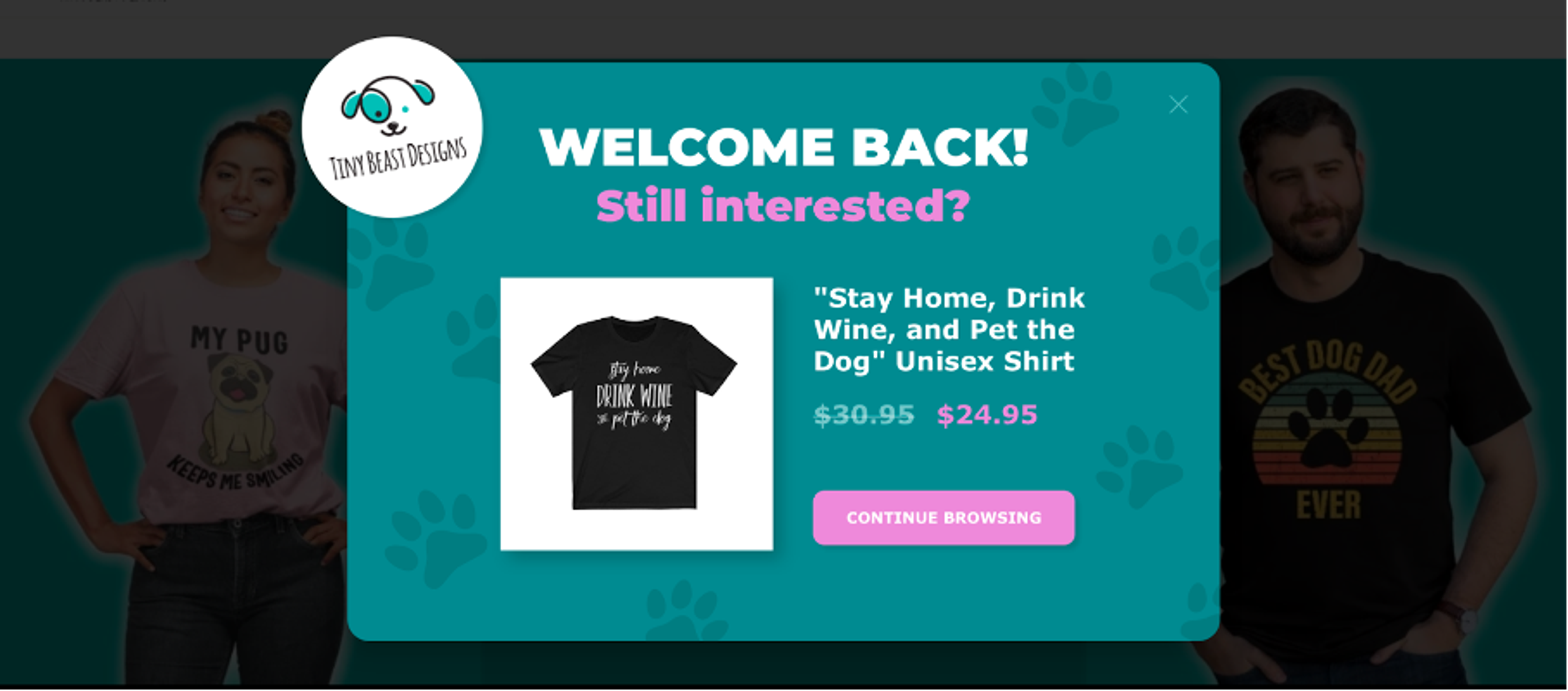 Product recommendation popup