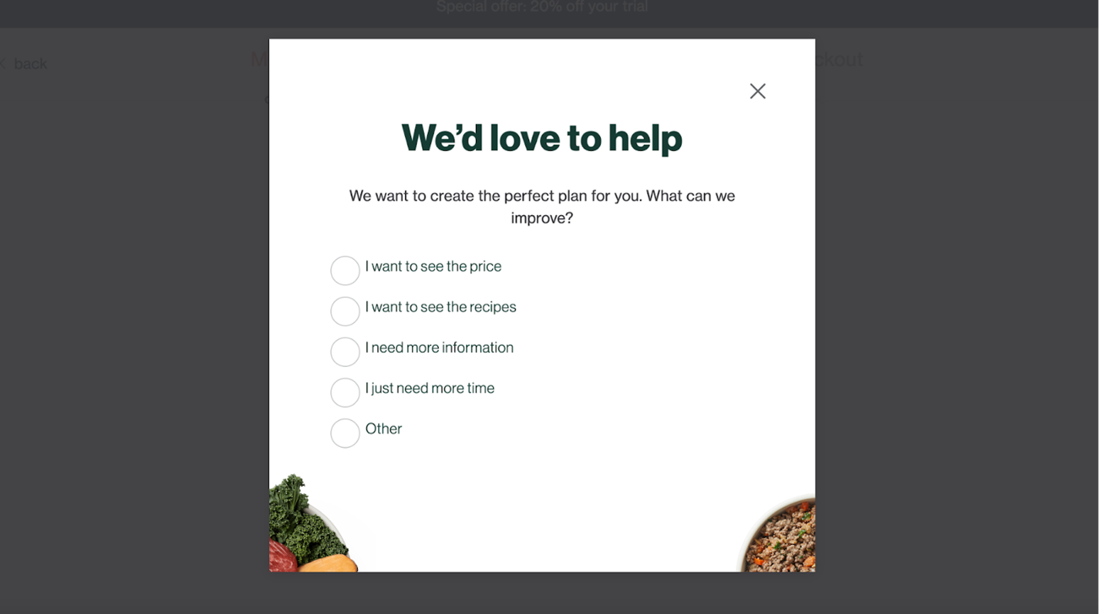 Farmer's Dog mobile friendly forms asks for valuable information so they can personalize their user journey.