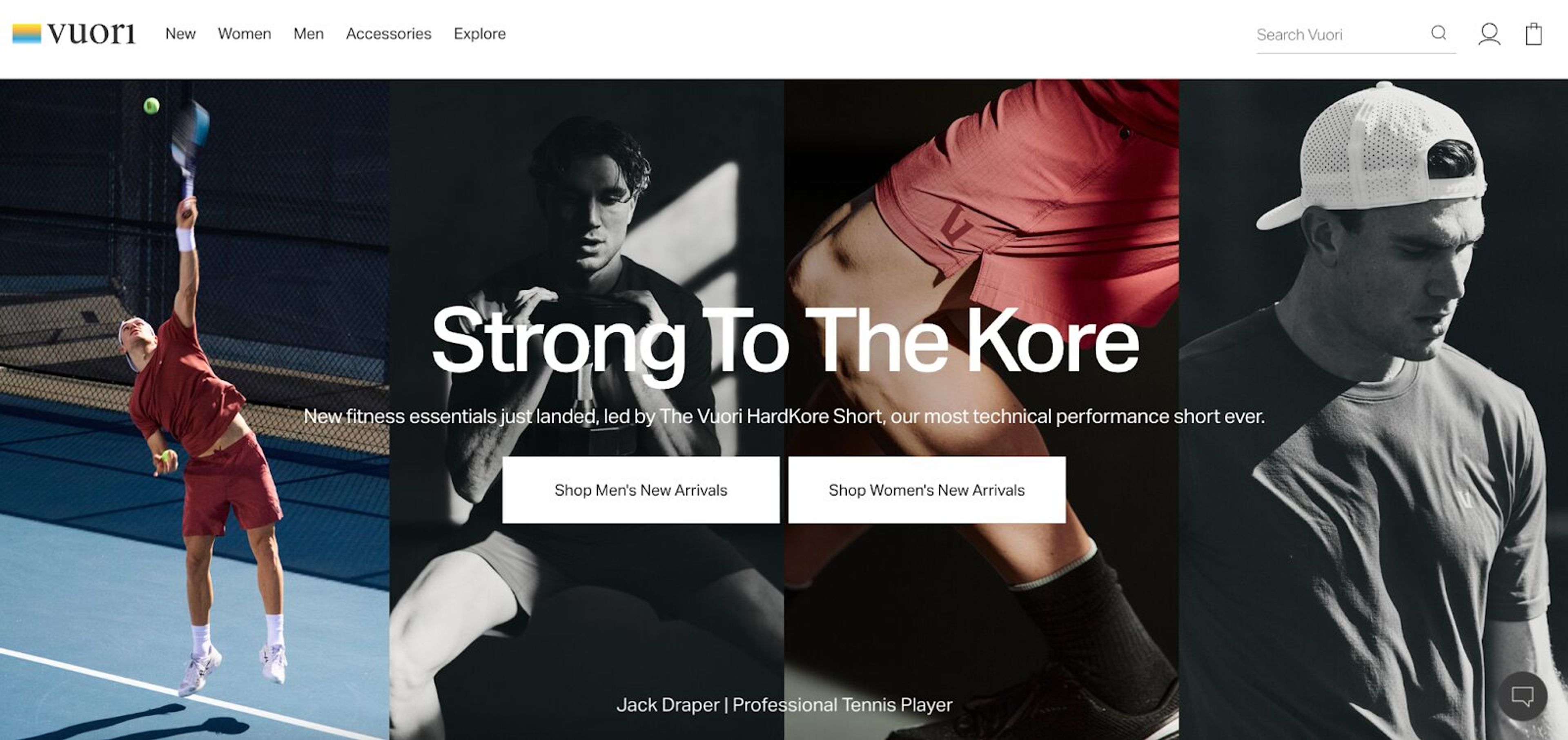 Vuori's hero section